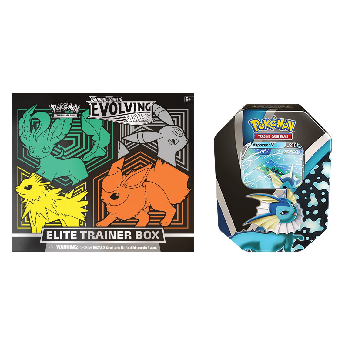 Pokémon Evolving Skies Elite Trainer Box + Vaporeon Window Tin