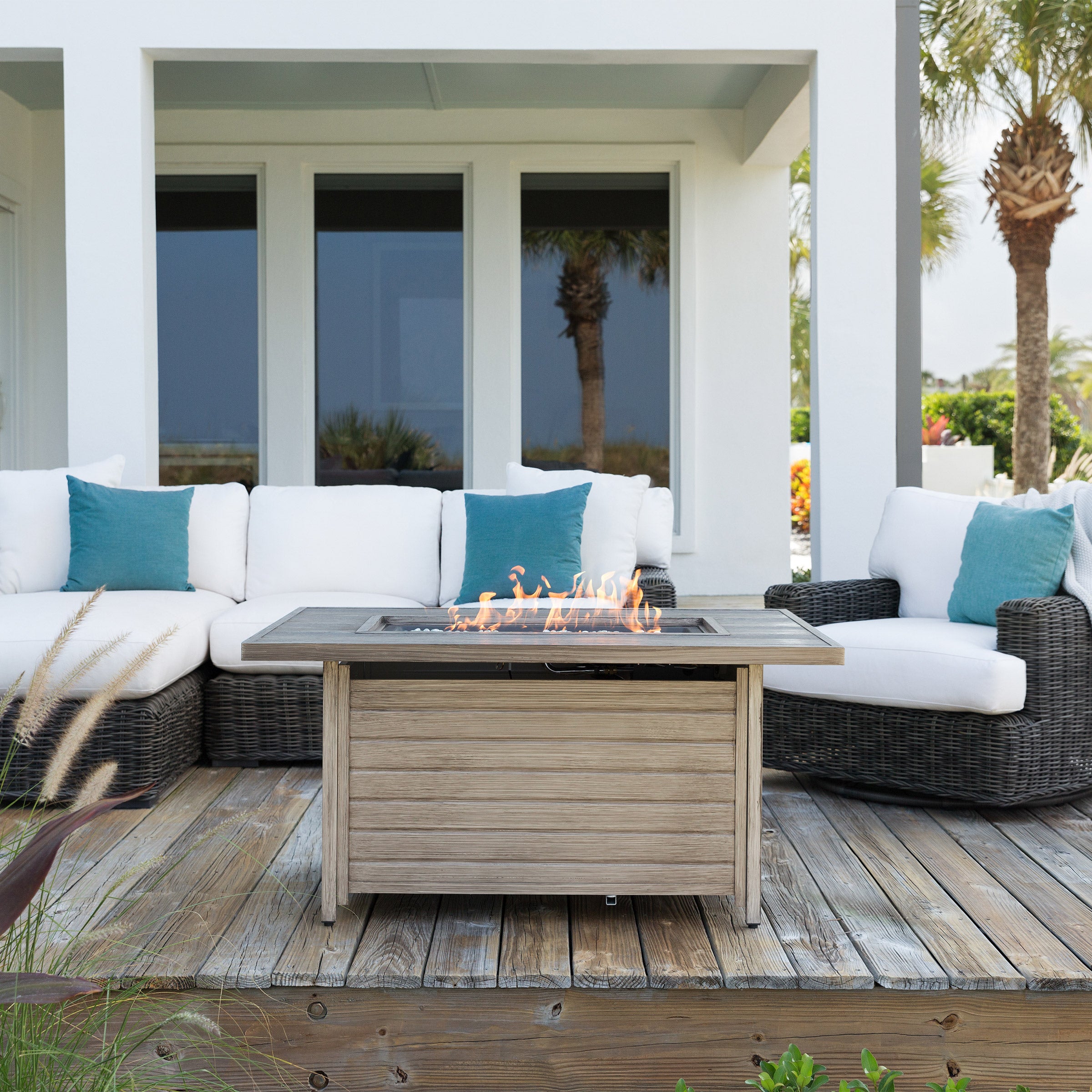 Sawyer Rectangular Aluminum Propane Gas Fire Pit