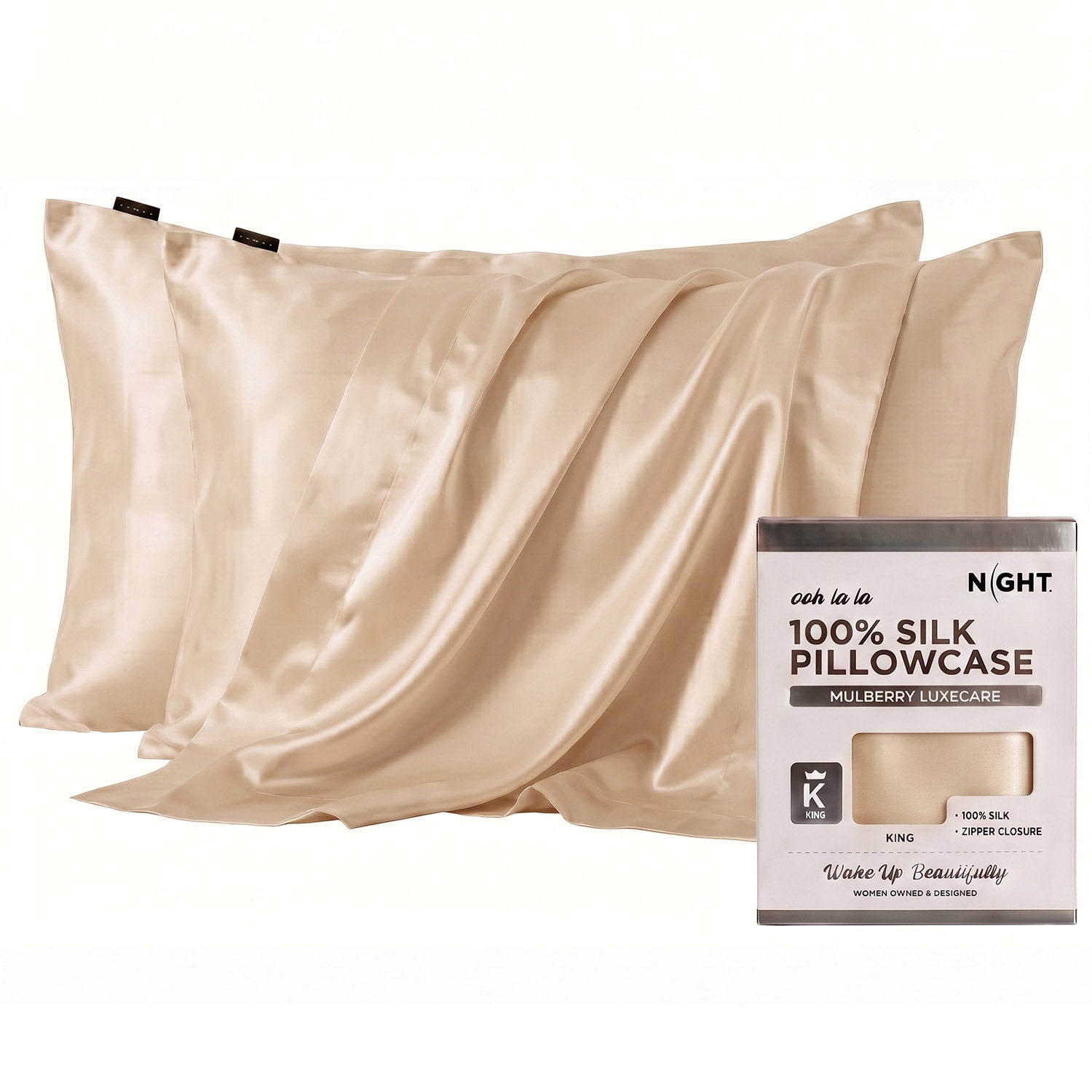 NIGHT 100% Mulberry Silk Pillowcases, 2-pack