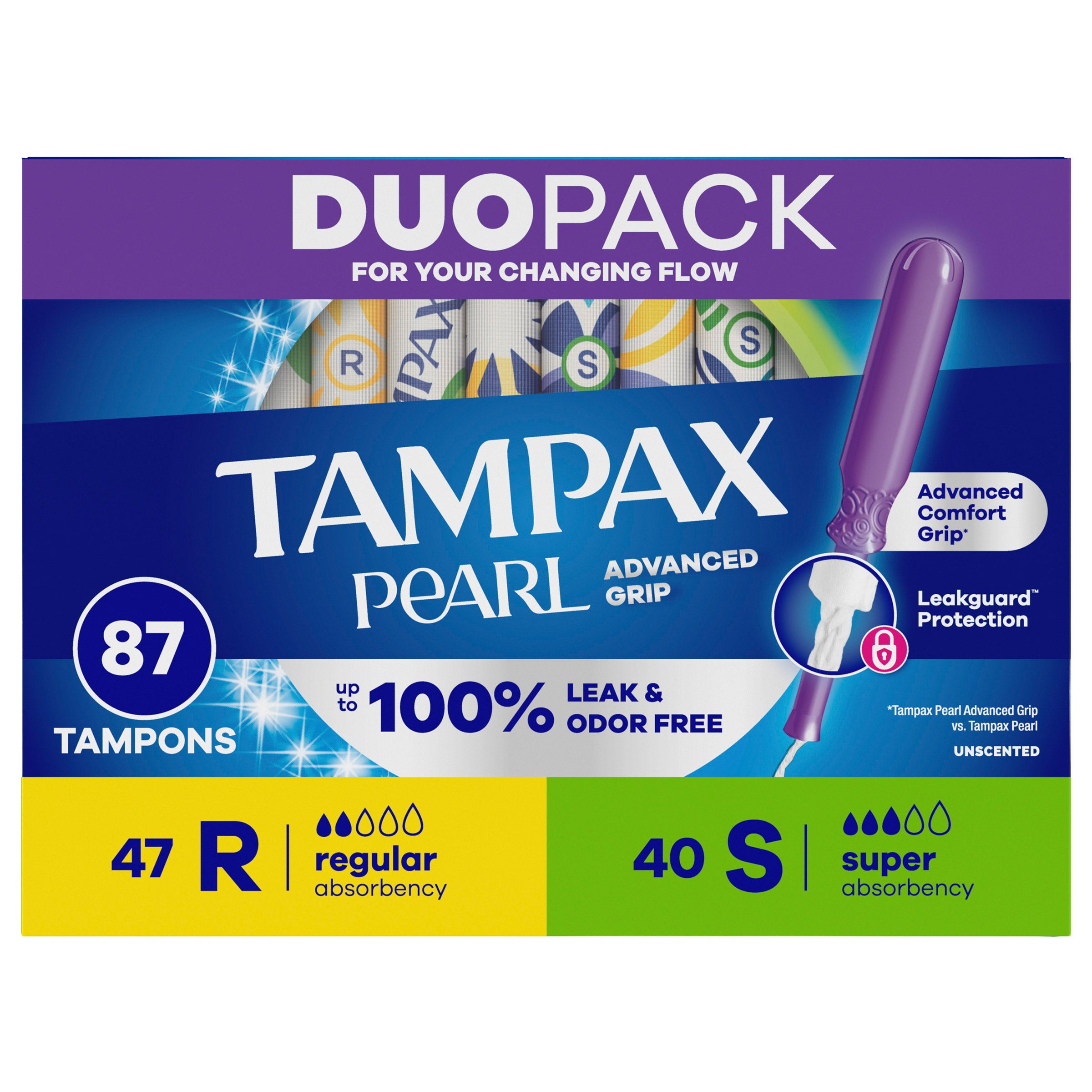 Tampax Pearl Advanced Duopack, 87-count