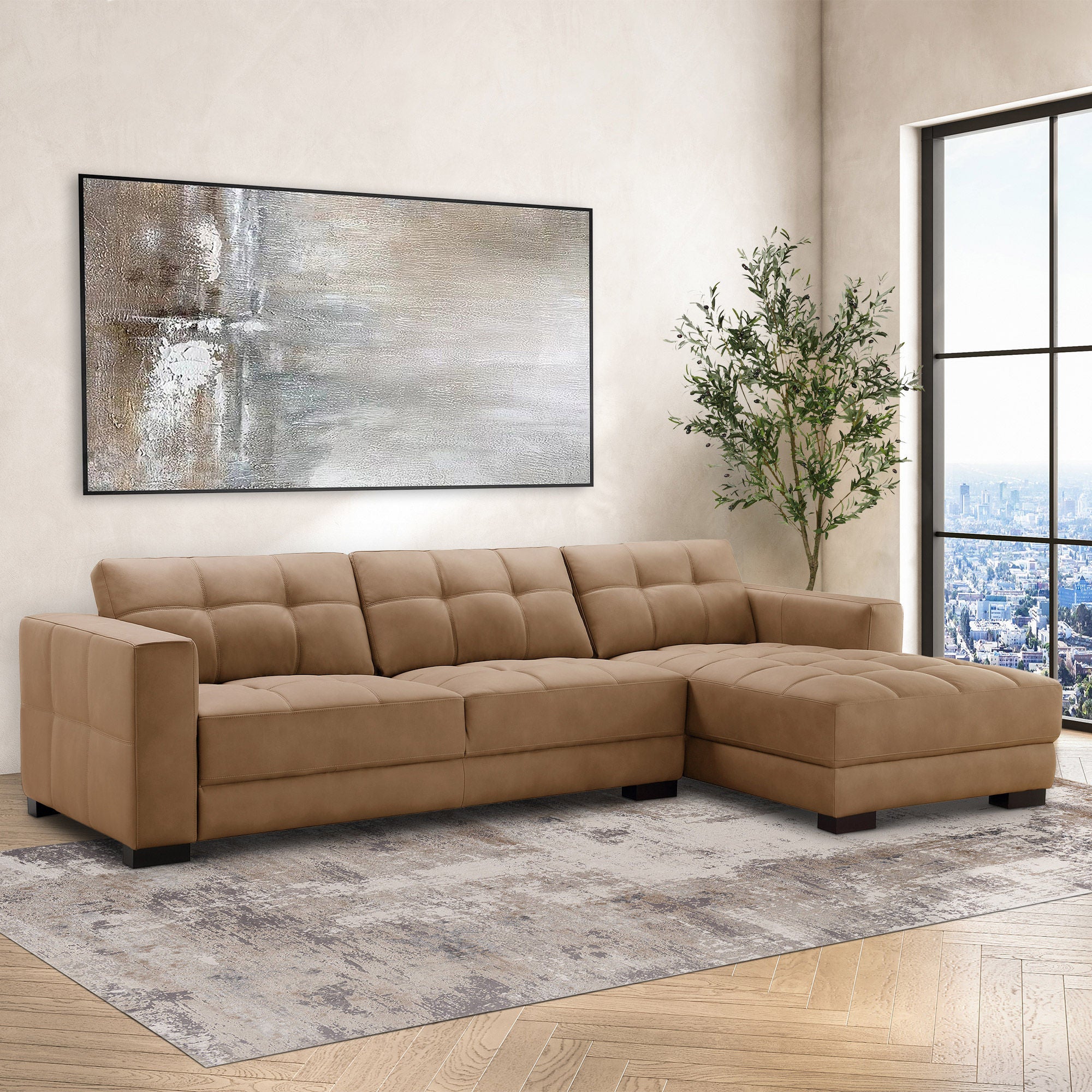 Klyden 2-piece Leather Chaise Sectional