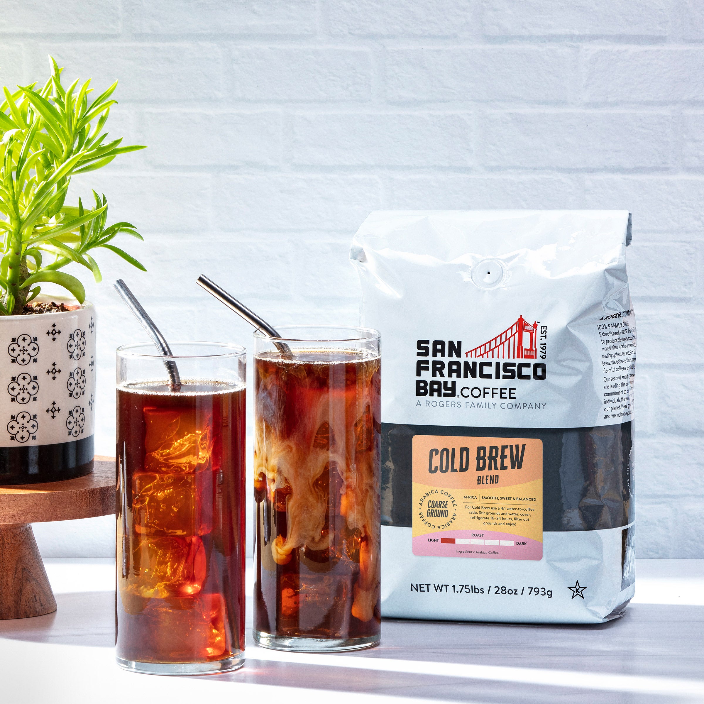 San Francisco Bay Coffee Light Roast Cold Brew Coarse Ground Coffee, 28 oz, 2-pack