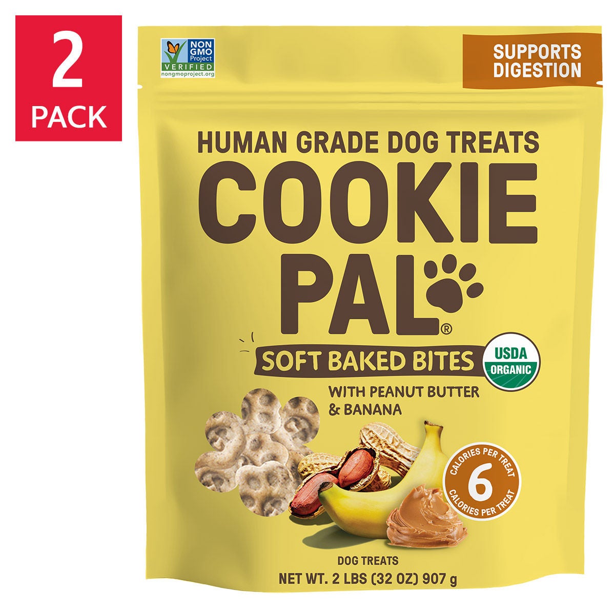 Cookie Pal Soft Baked Bites, Peanut Butter and Banana Dog Treats, 2 lb, 2-count