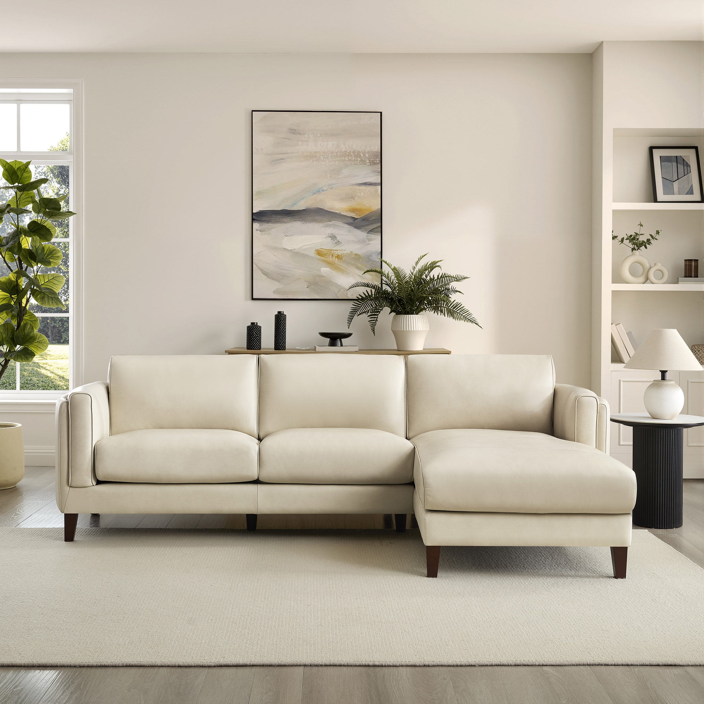 Antilles 2-piece Leather Sectional, Cream