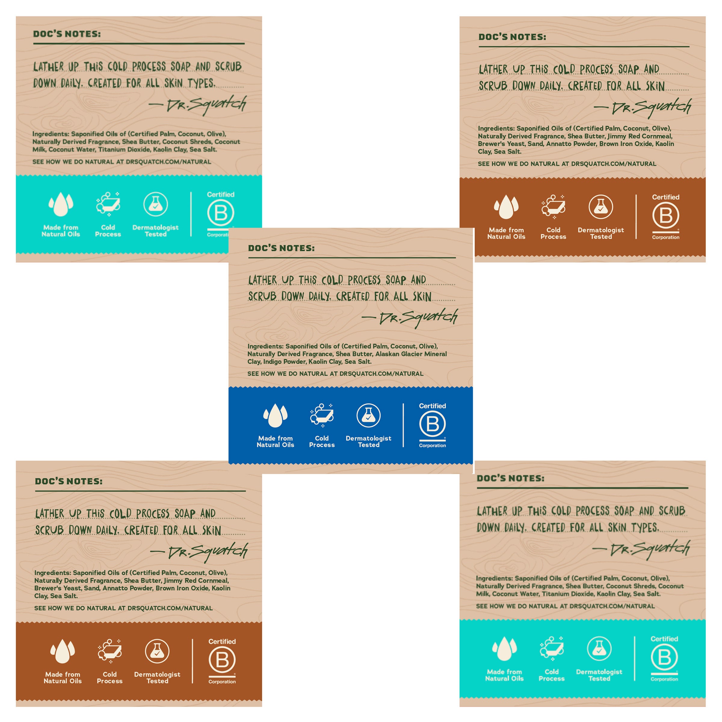 Dr Squatch Men's Natural Bar Soap, 5 oz, 5-pack