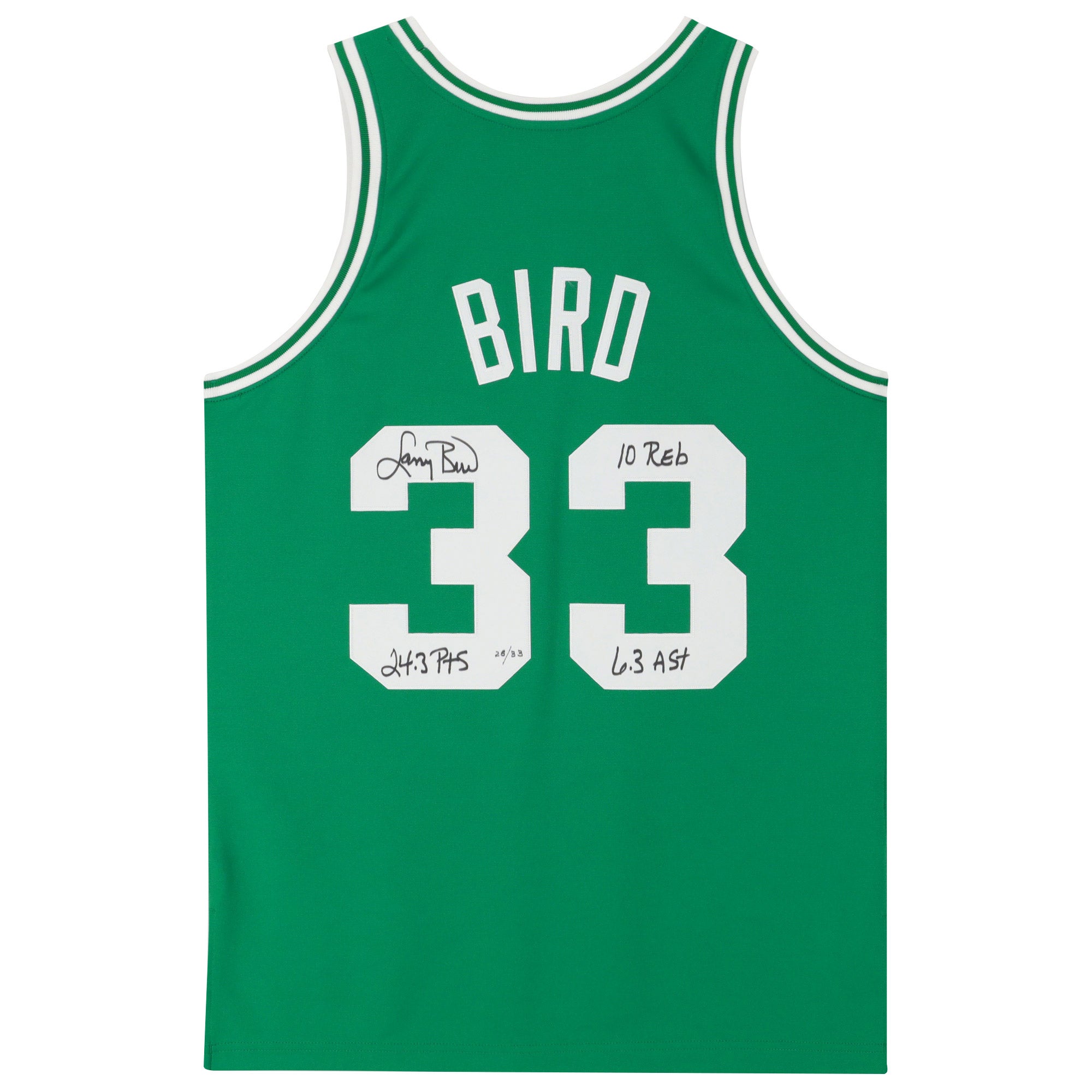 Larry Bird Autographed Boston Celtics Green Mitchell & Ness 1985-1986 Authentic Jersey with Multiple Inscriptions - Limited Edition of 33