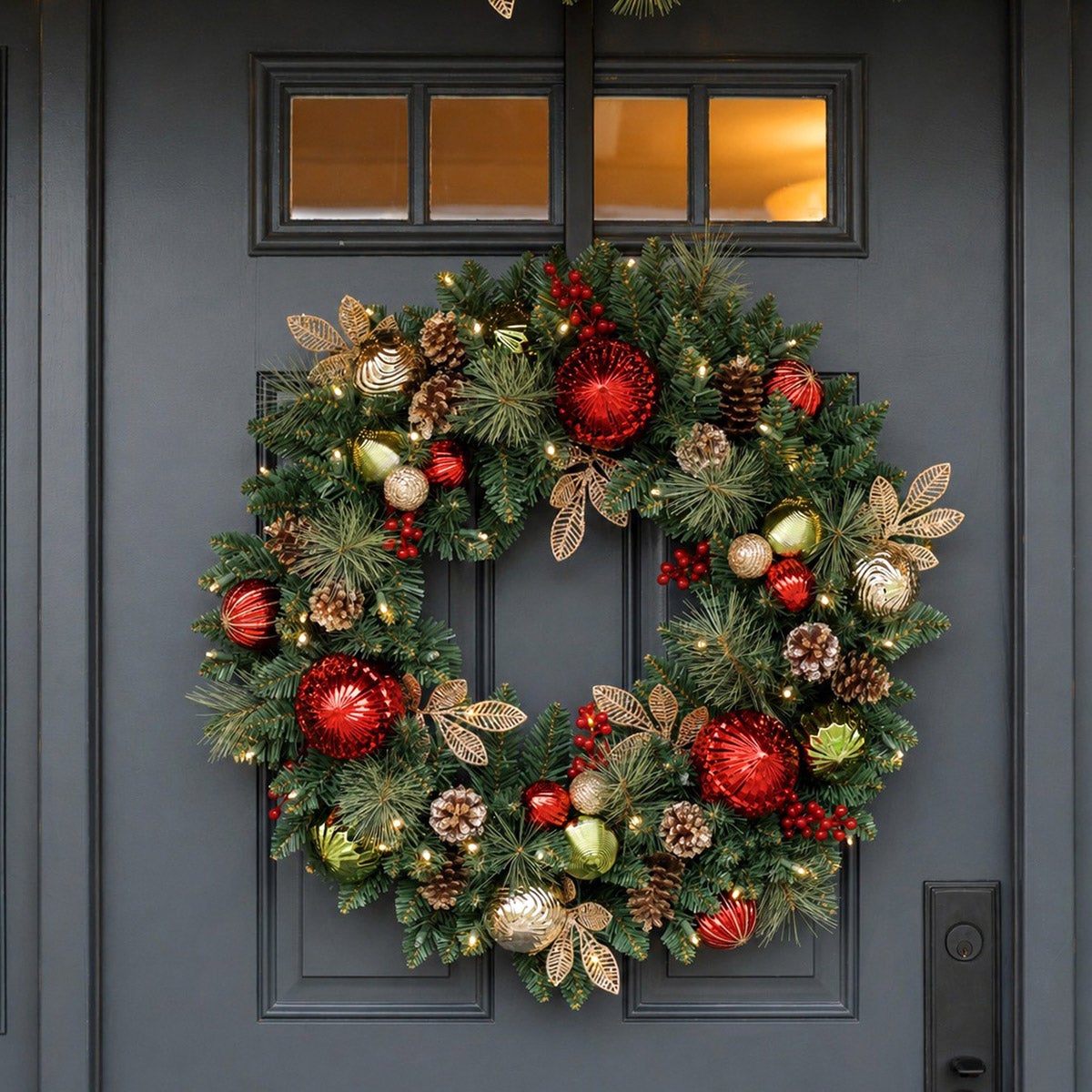 30" Decorated Wreath with Micro-LED Lights