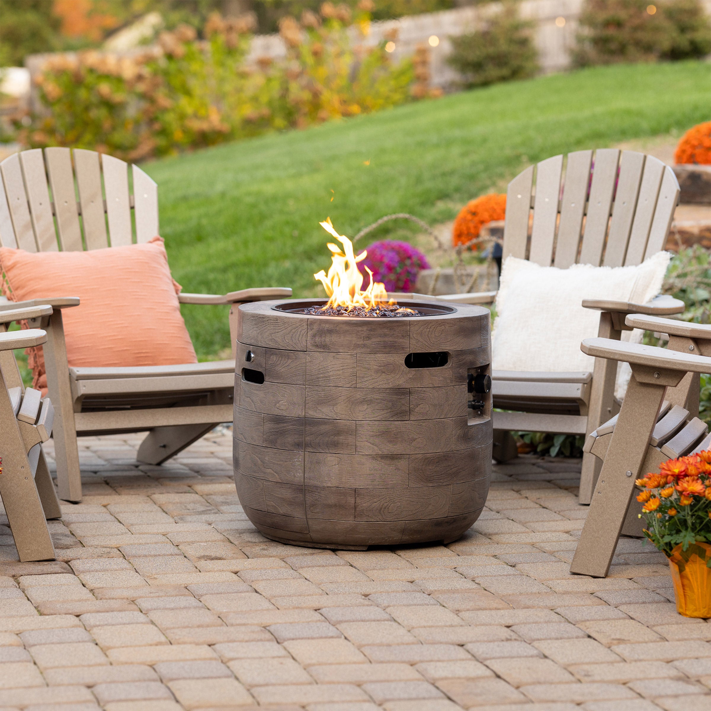 Sunbeam Oak Barrel Resin Fire Pit