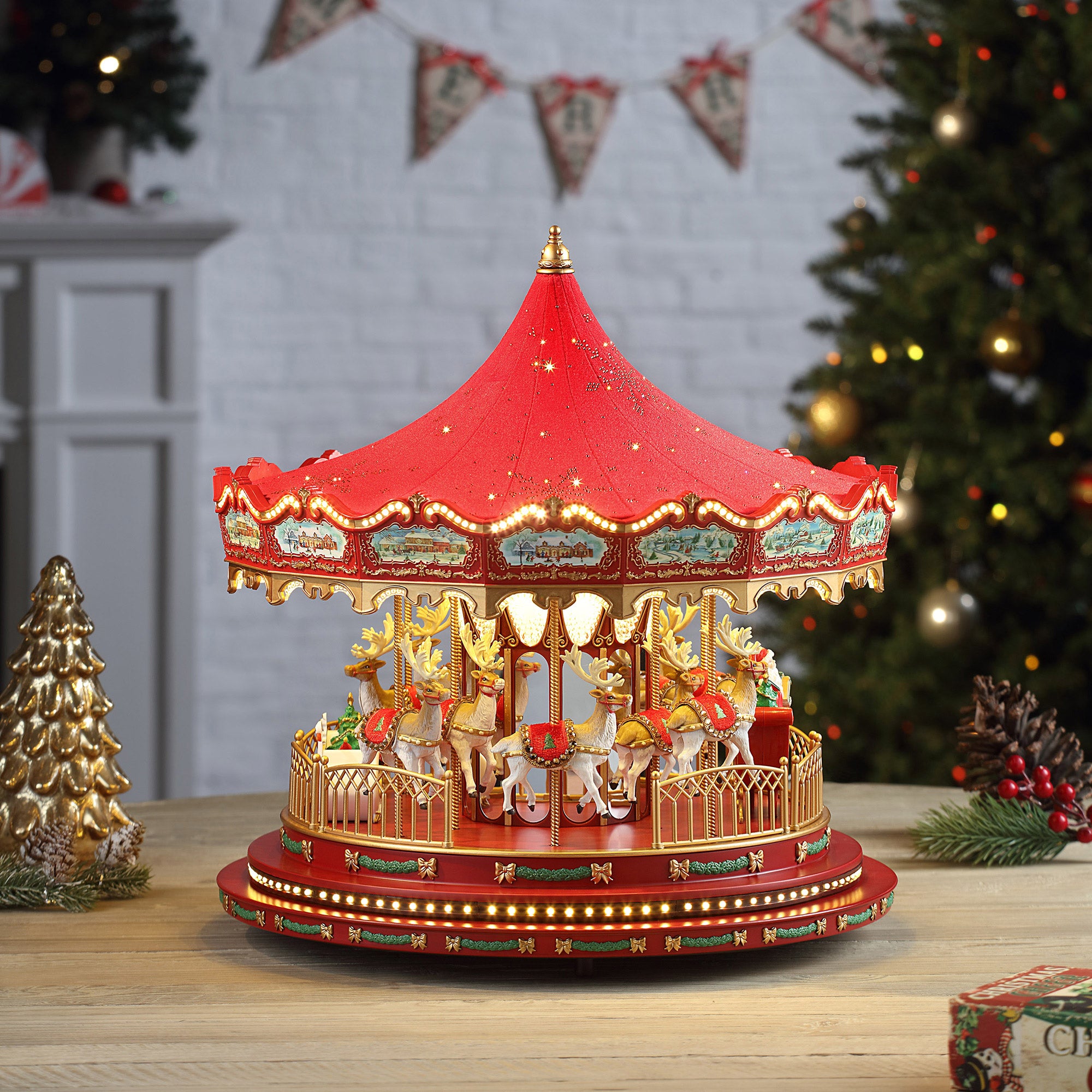 Mr. Christmas 17" LED Nostalgic Deluxe Glass Embellished Carousel