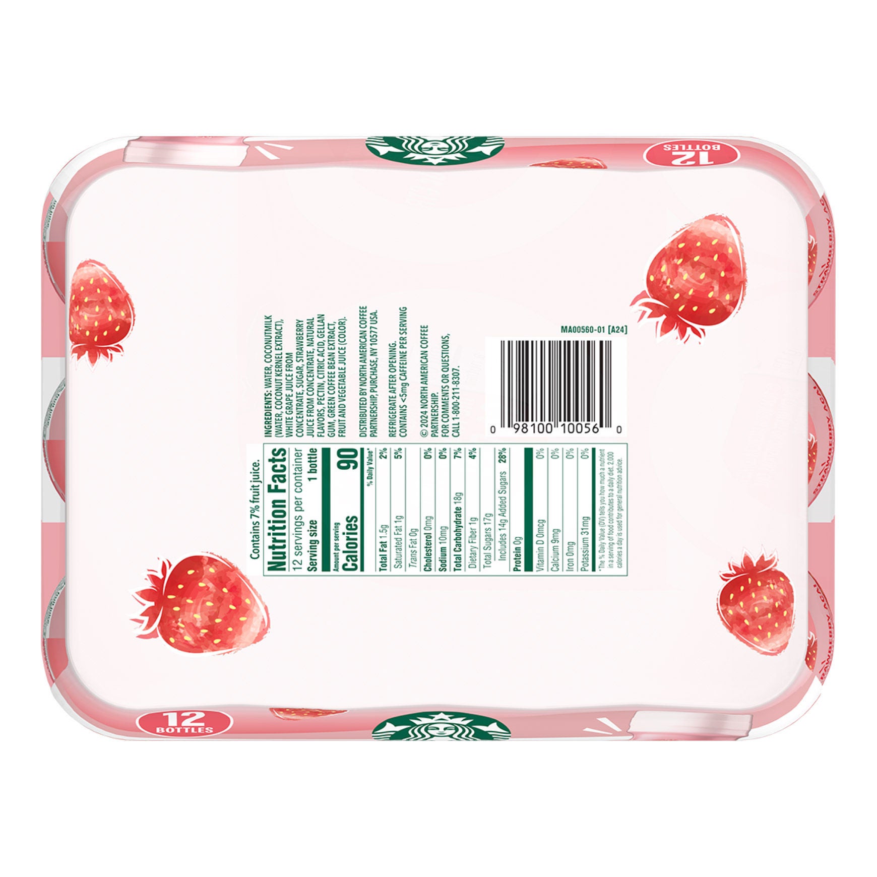 Starbucks Pink Drink Coconutmilk Beverage, Strawberry Acai, 8 fl oz, 12-count