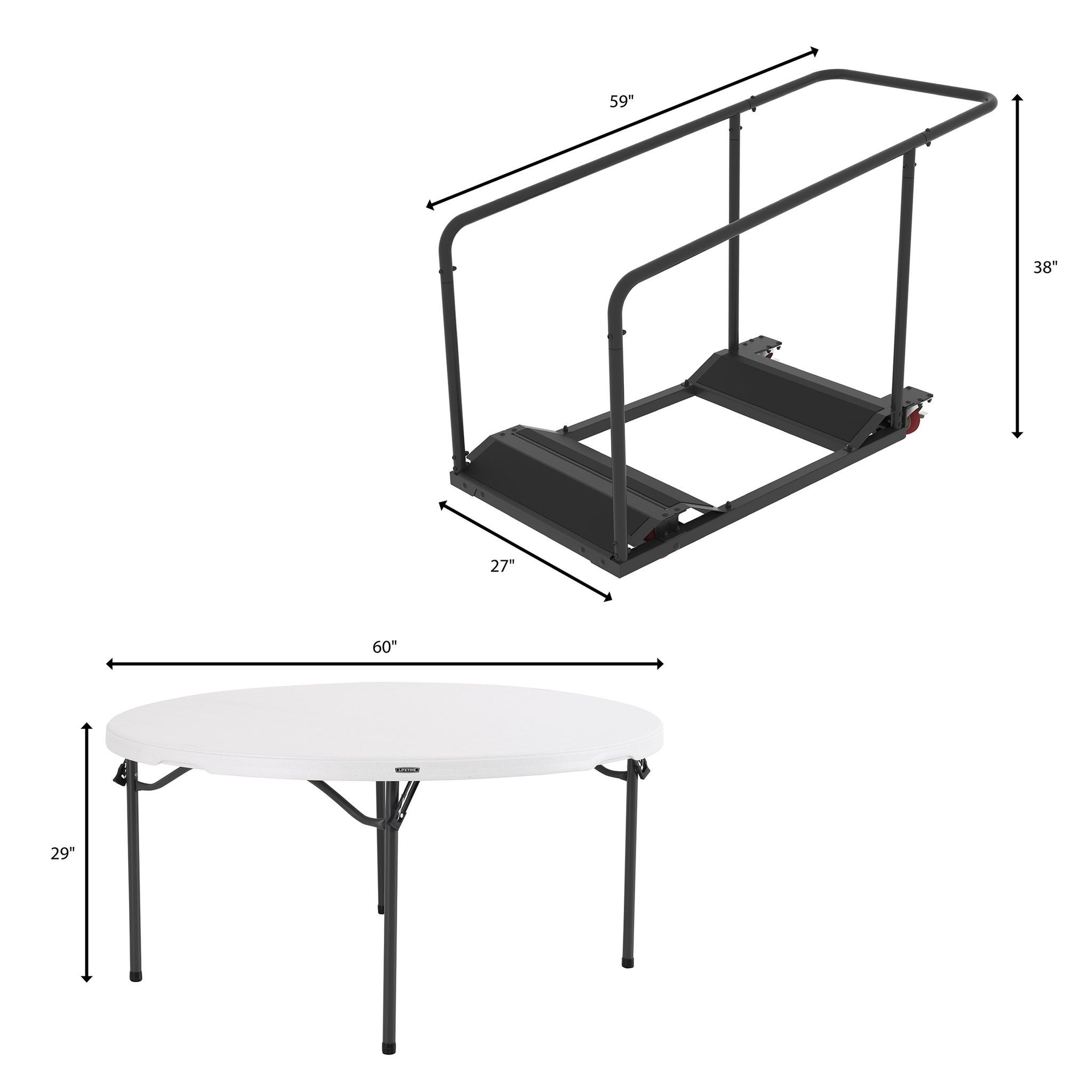 Lifetime 60" Round Table, 15-pack with Cart