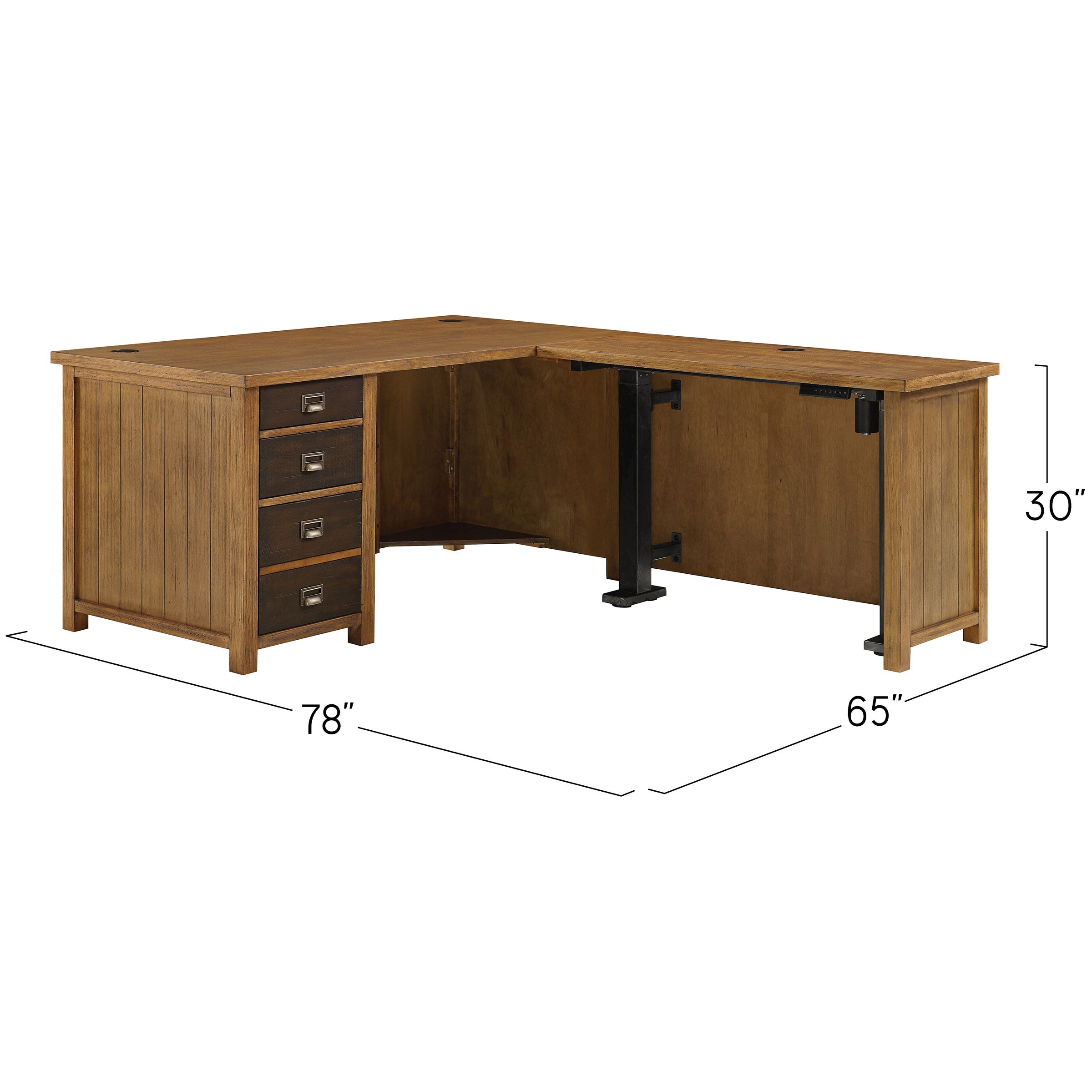 Hester L Desk with Adjustable Return and Bookcase