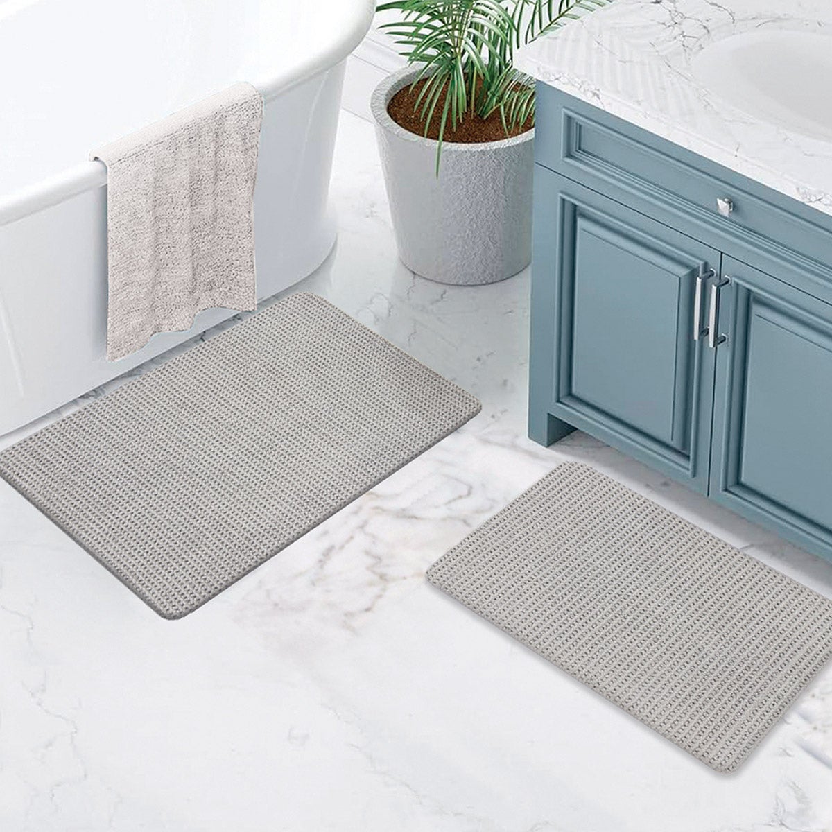 Mineral Spring Cotton Memory Foam 2-piece Bath Mat Set