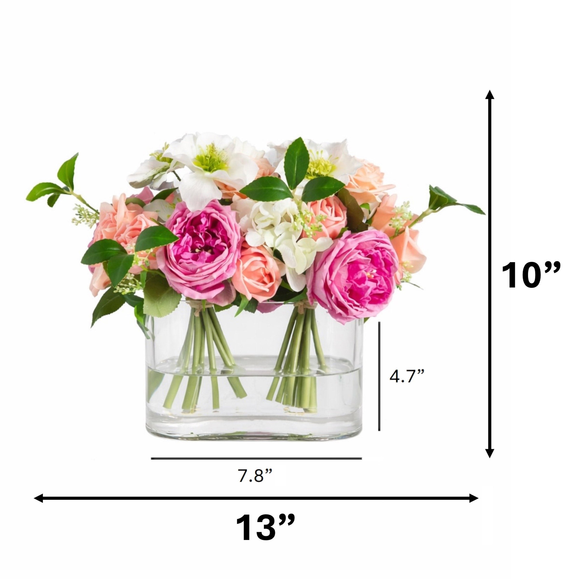 Faux 10” Mixed Rose & Hydrangea Arrangement