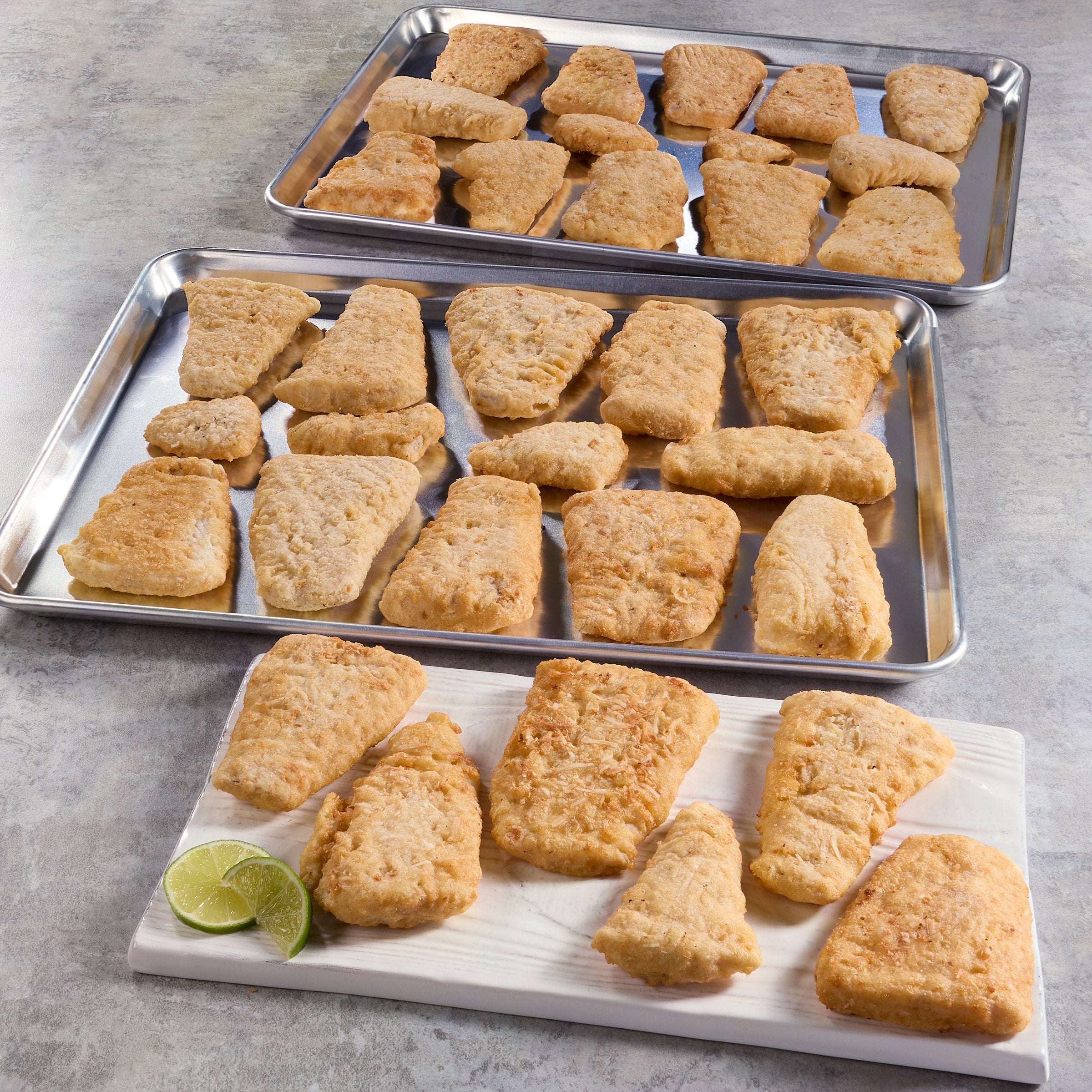 Alaskan Battered Coconut Cod 5 -7 pieces per pack , 5 Packs. 2 lbs. Each, 10 lbs. Total