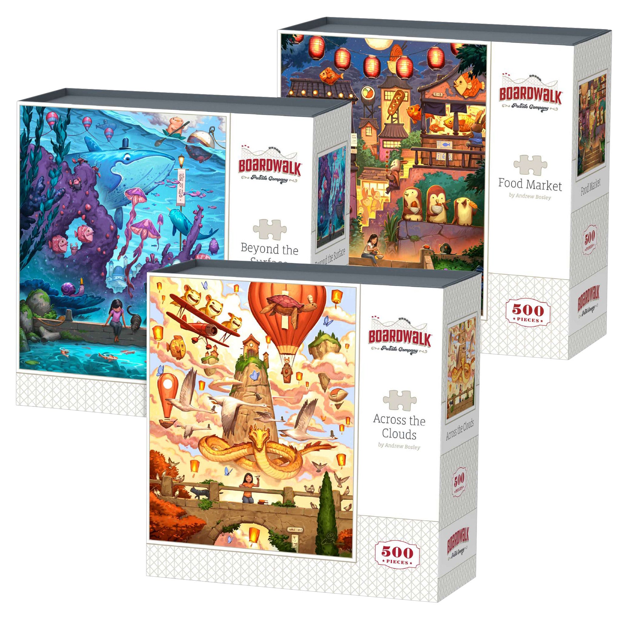 Boardwalk Assorted Jigsaw Puzzles, 3-pack