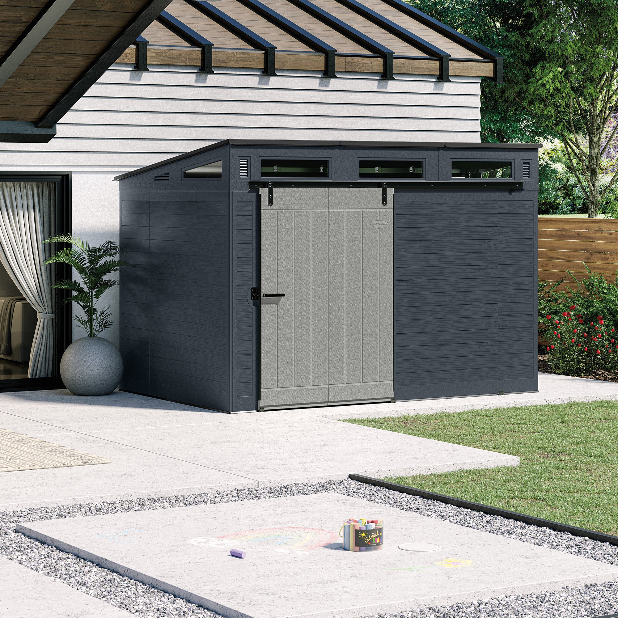 Suncast Modernist 10 ft x 7 ft. Sliding Door Storage Shed