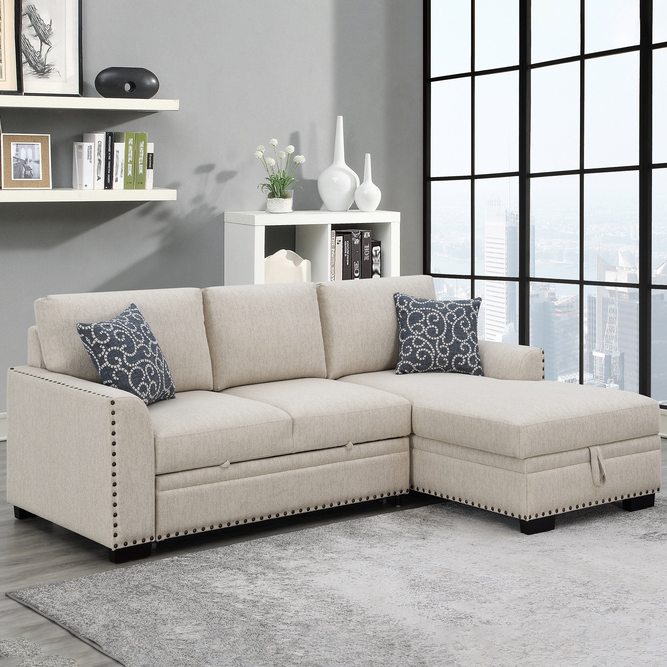 Amaya Fabric Sleeper Sofa Sectional