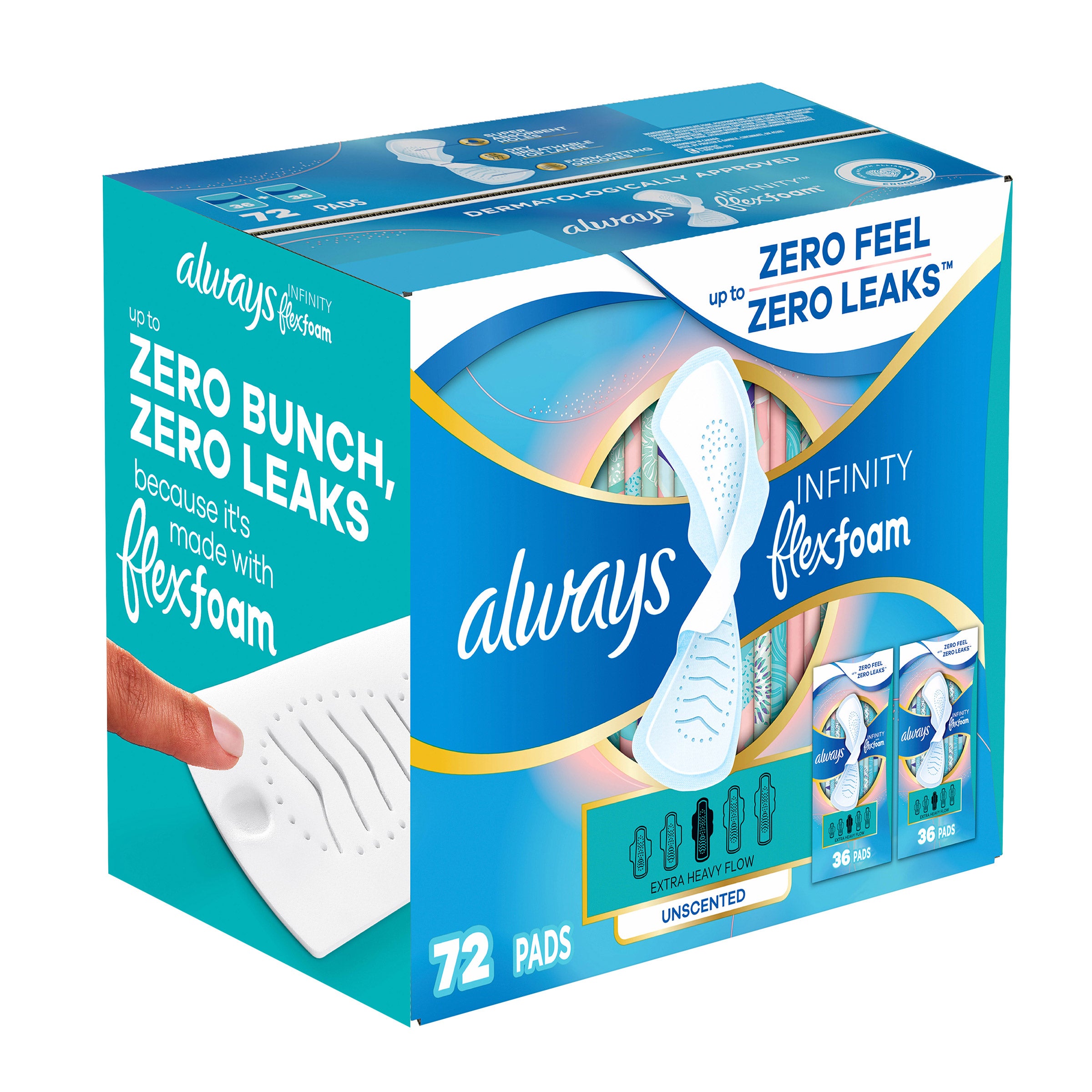 Always Infinity FlexFoam Pads, 72-count