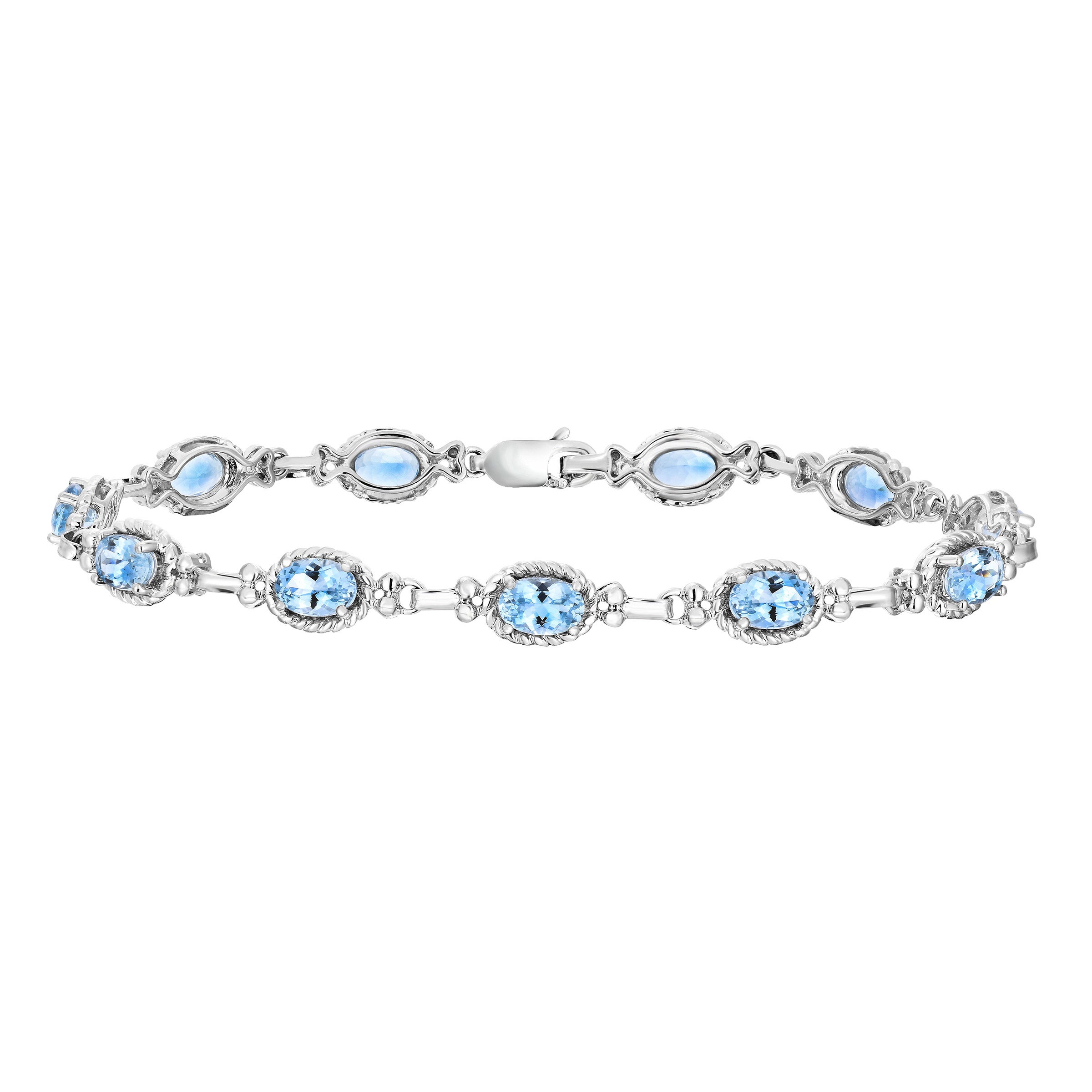 Aquamarine 14kt White Gold Oval Bracelet