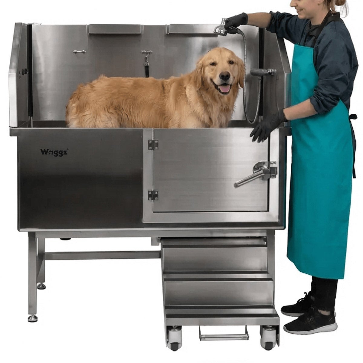 Waggz Roll-Lock 50" Steel Stationary Dog Grooming Tub