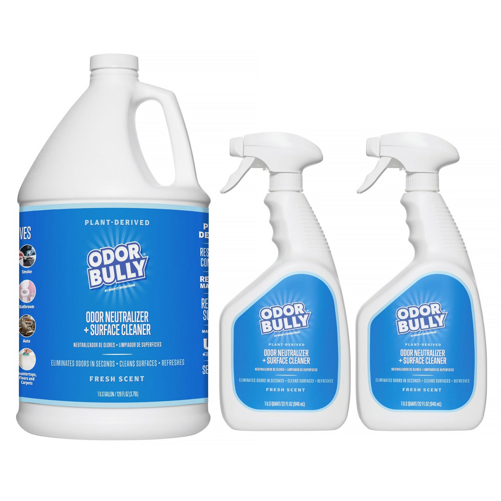 Odor Bully Odor Neutralizer + Surface Cleaner, Fresh, Spray + Concentrate Refill Bundle