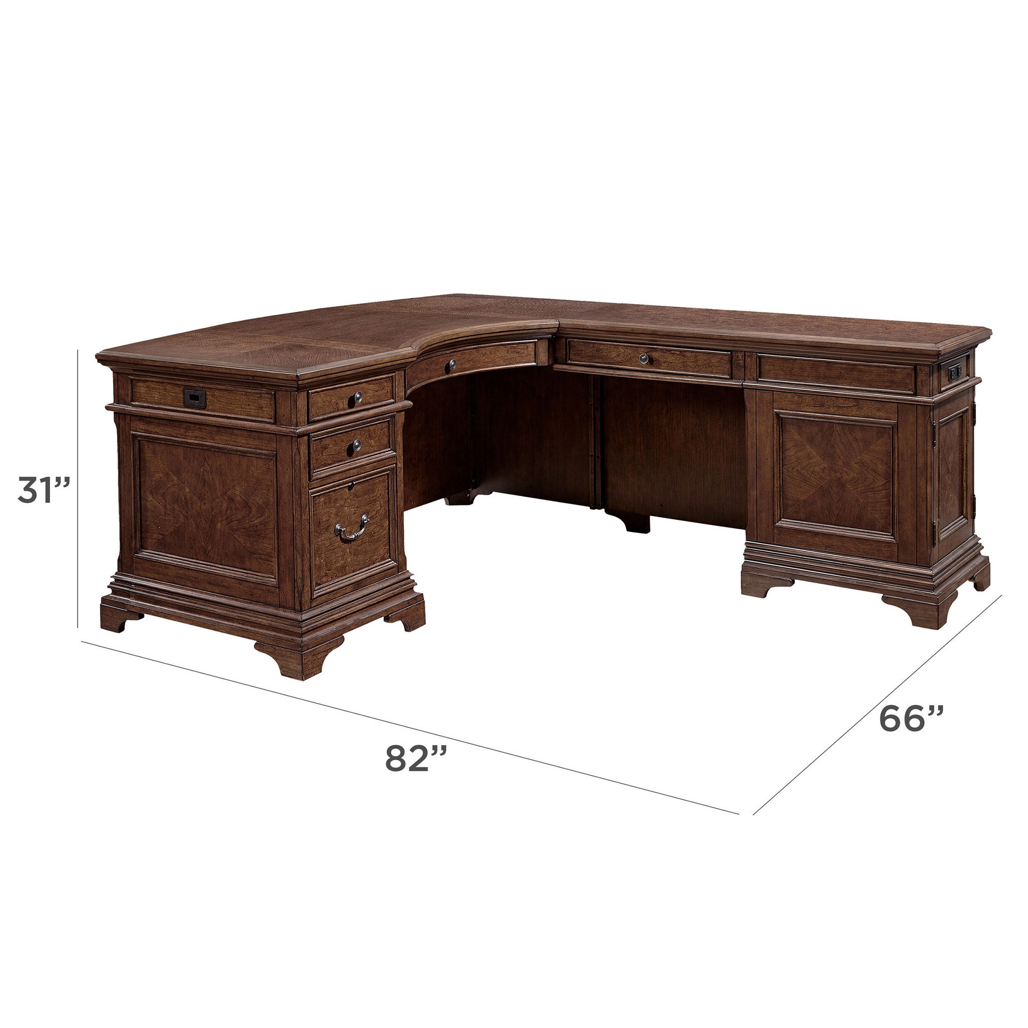 Lewis 66" Desk with Return & Lateral File