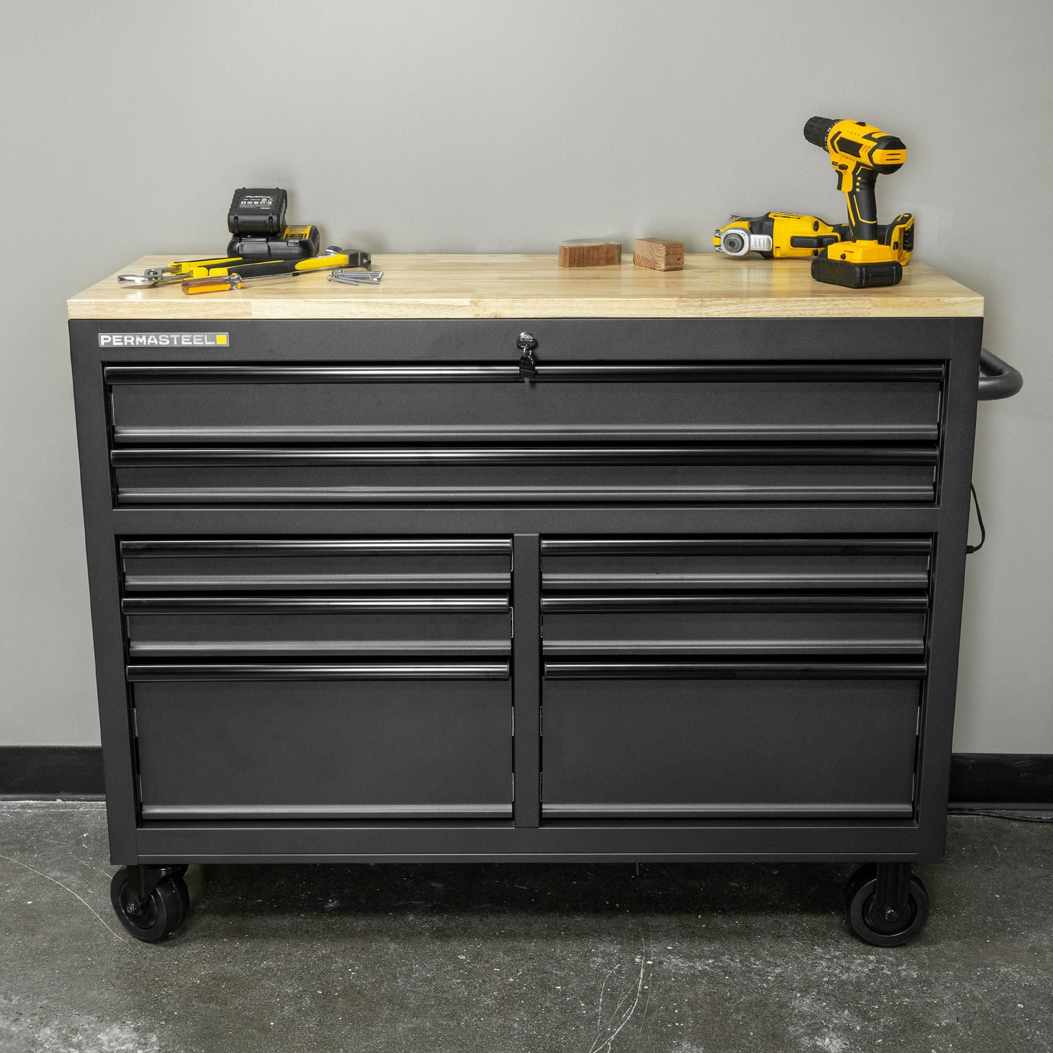 Permasteel 46in. W x 18in. D 8-Drawer Mobile Workbench