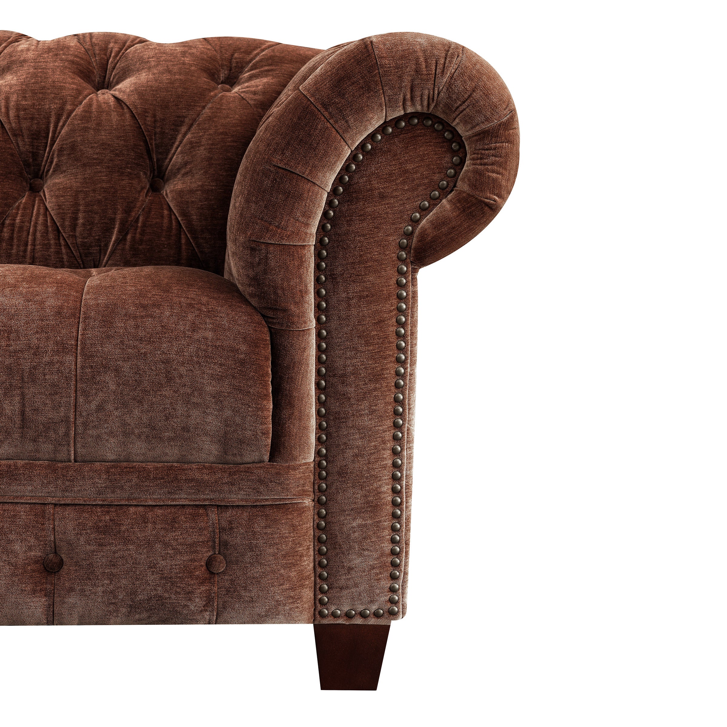 Abbie Fabric Chesterfield Sofa, Brown