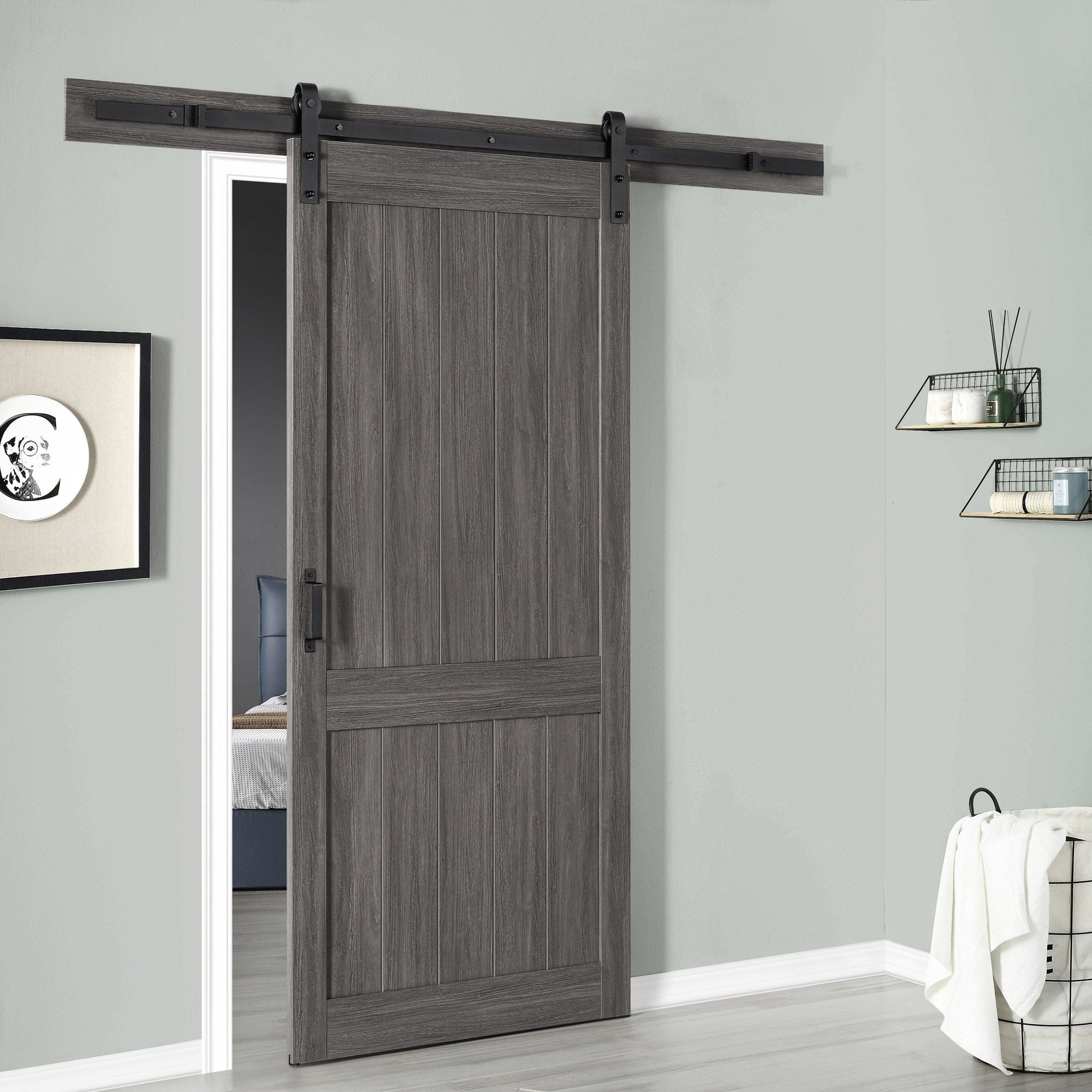 OVE Decors Barn Door with Hardware Kit & Smooth Soft-Close
