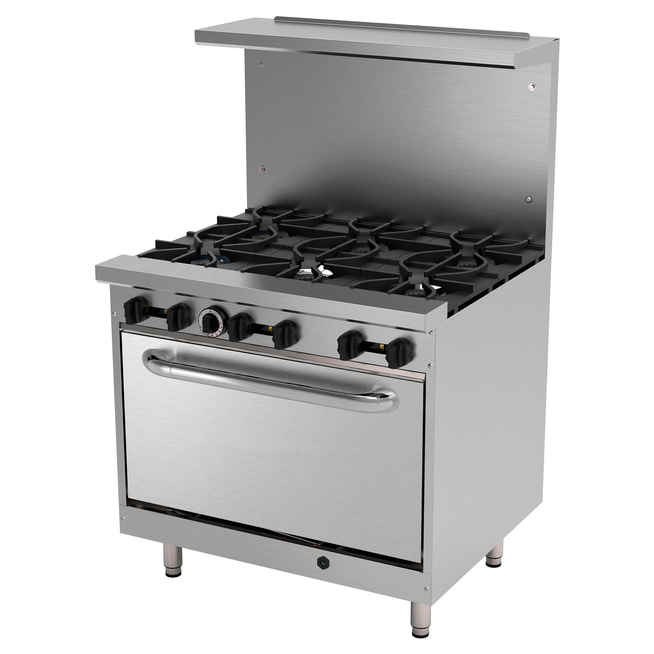 Kutano Commercial 36" Restaurant Range, Gas, 6-Burner, Stainless Steel