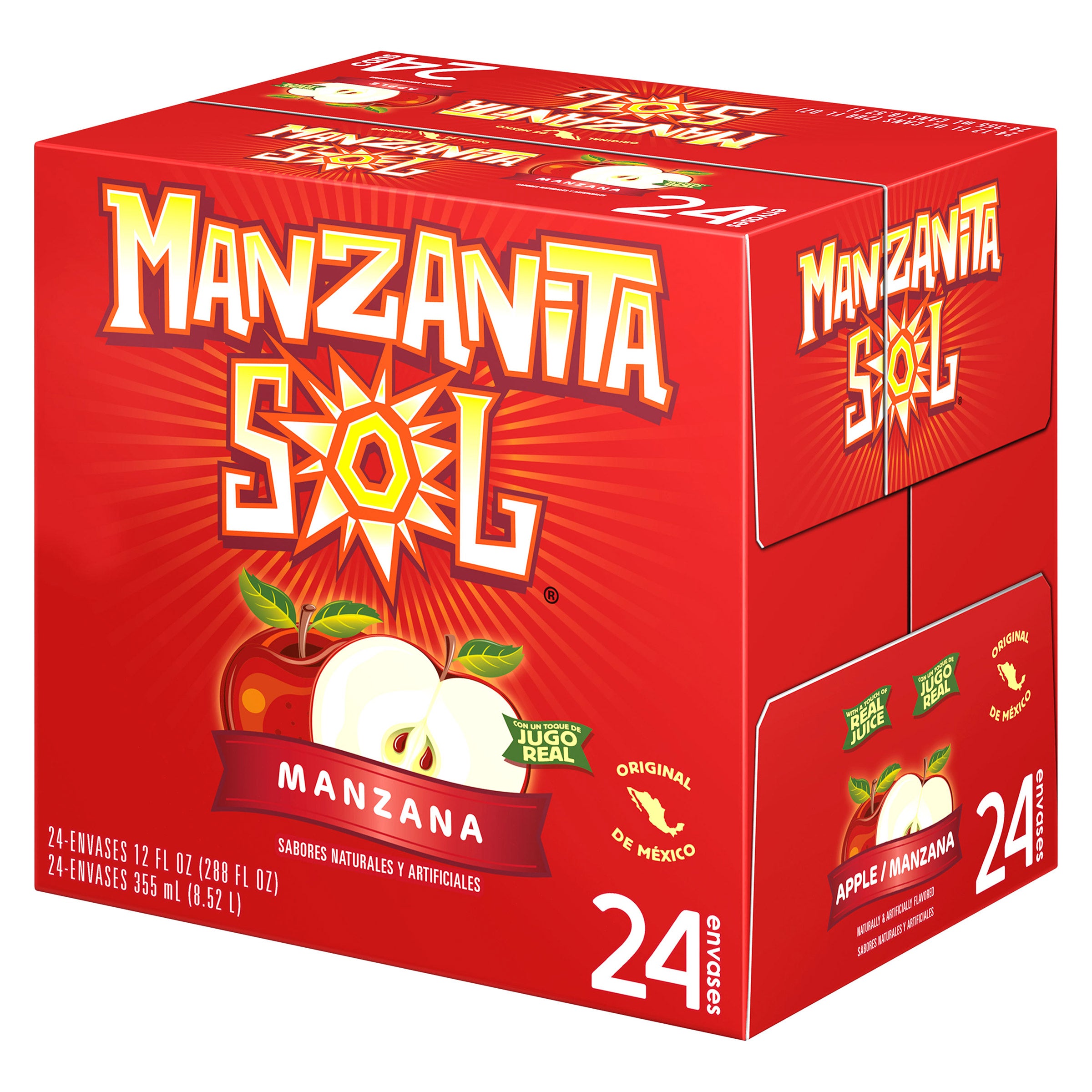 Manzanita Sol Apple Soda, 12 fl oz, 24-count