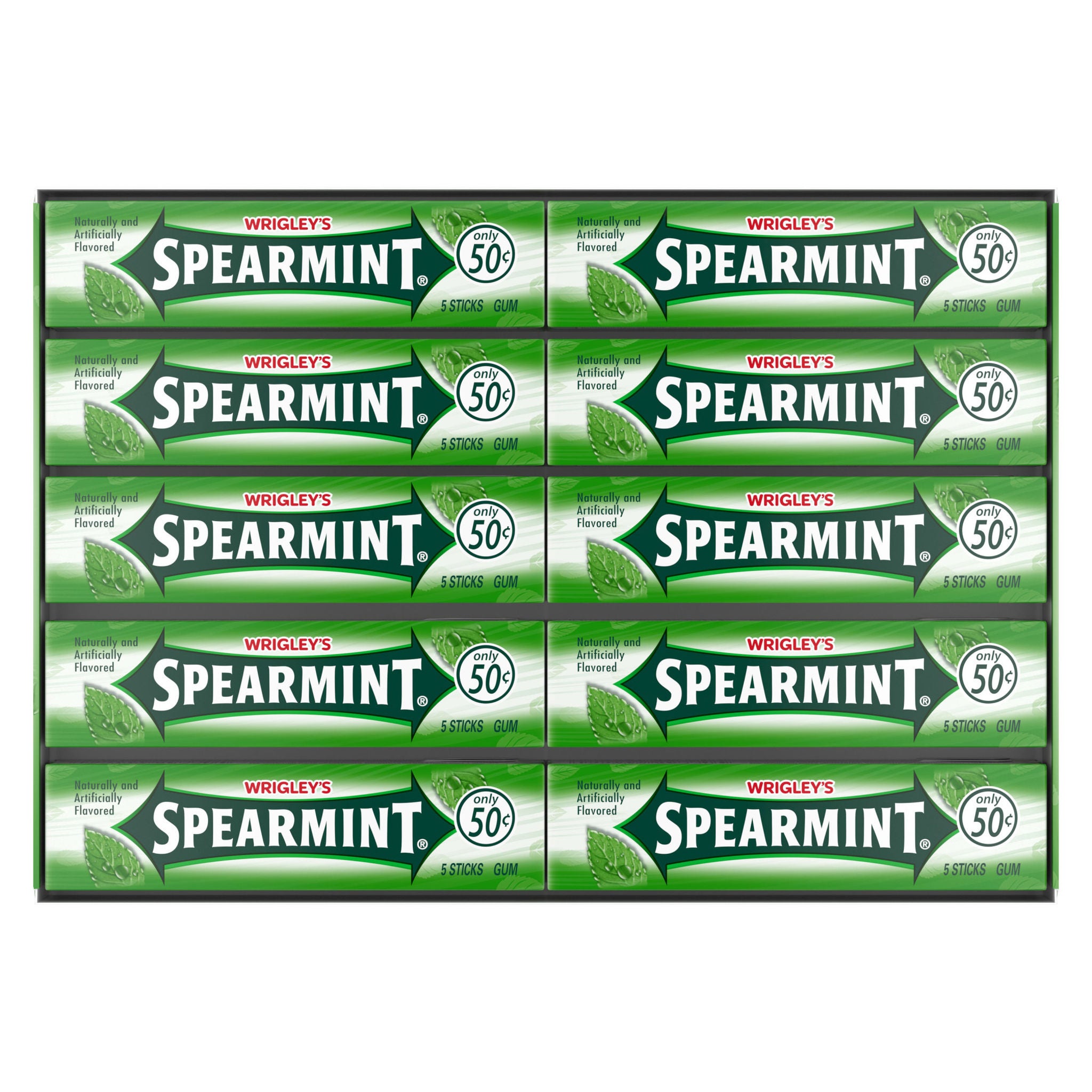 Wrigley's Spearmint Chewing Gum, 5-sticks, 40-count