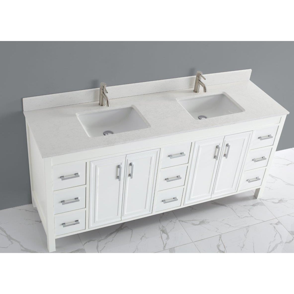Corniche 75” White Double Sink Vanity by Studio Bathe