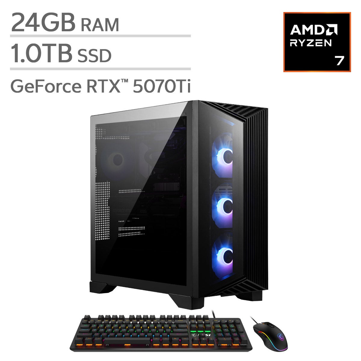 MSI Aegis ZS2 Gaming Desktop – AMD Ryzen R7-9700X - GeForce RTX 5070 Ti – 24GB RAM – 1TB SSD – Windows 11