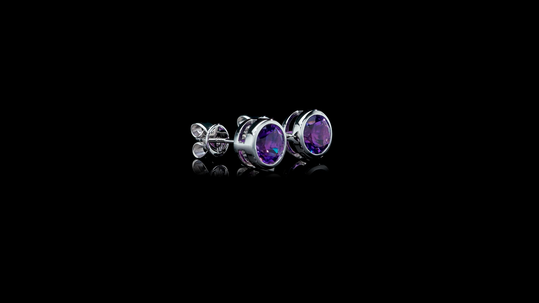 Gemstone 14kt Gold Bezel Stud Earrings