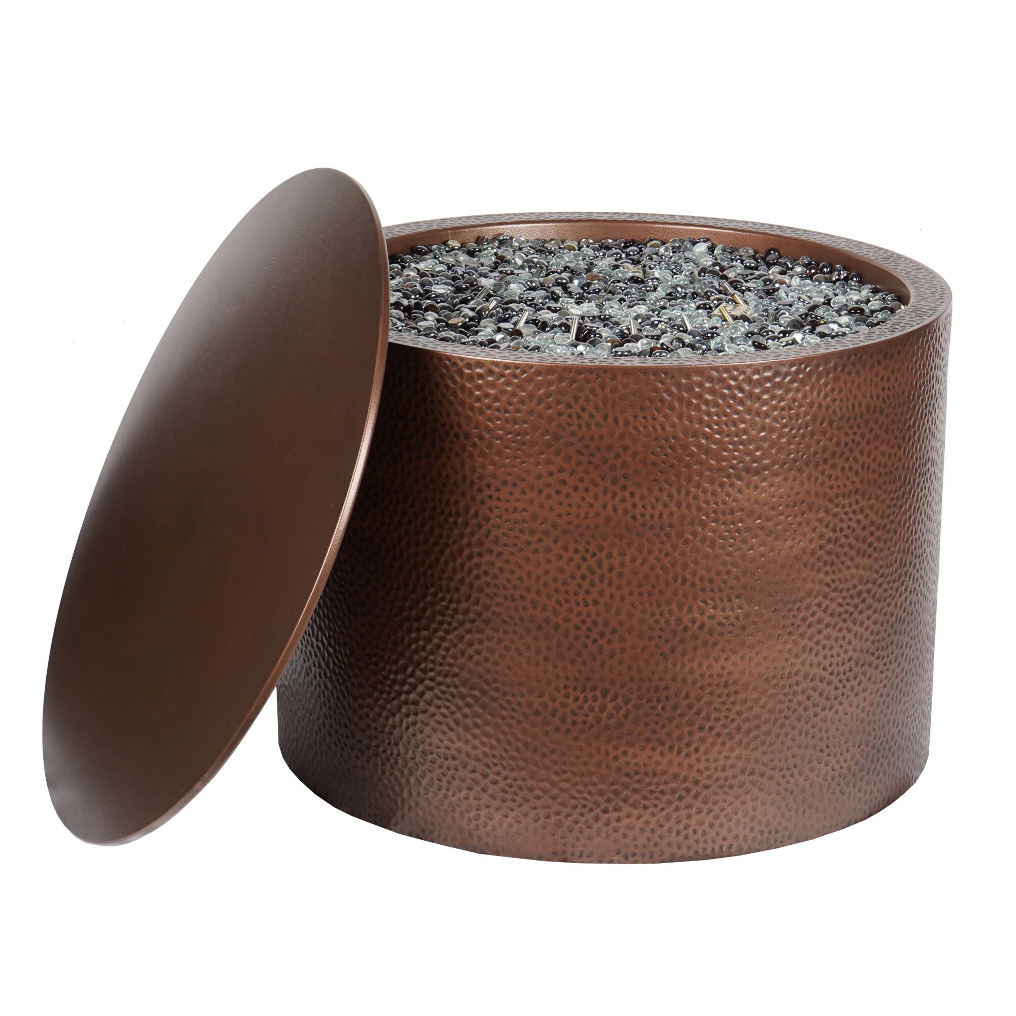 FlamePro Hammertone Finish Gas Fire Pit with Lid