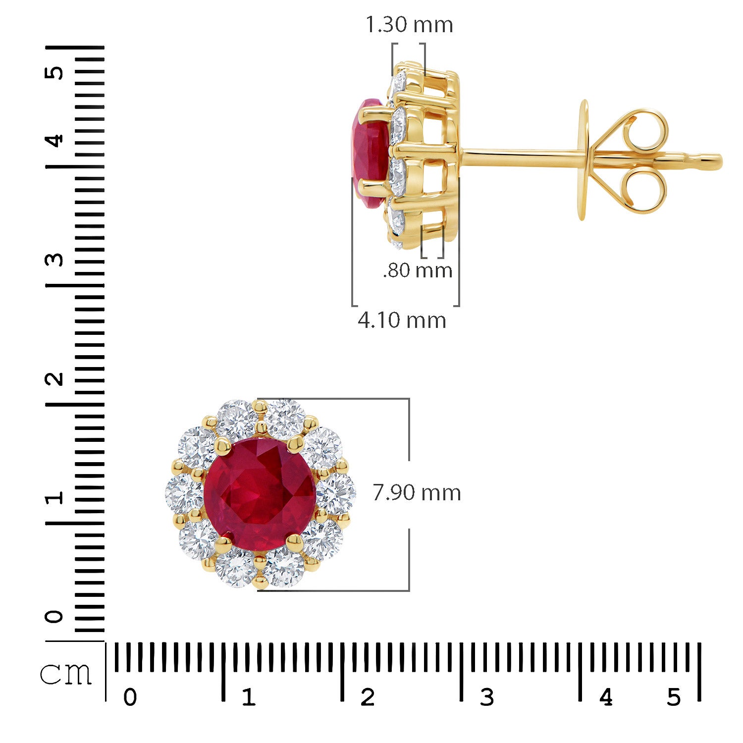 Ruby and Diamond 14kt Yellow Gold Earrings