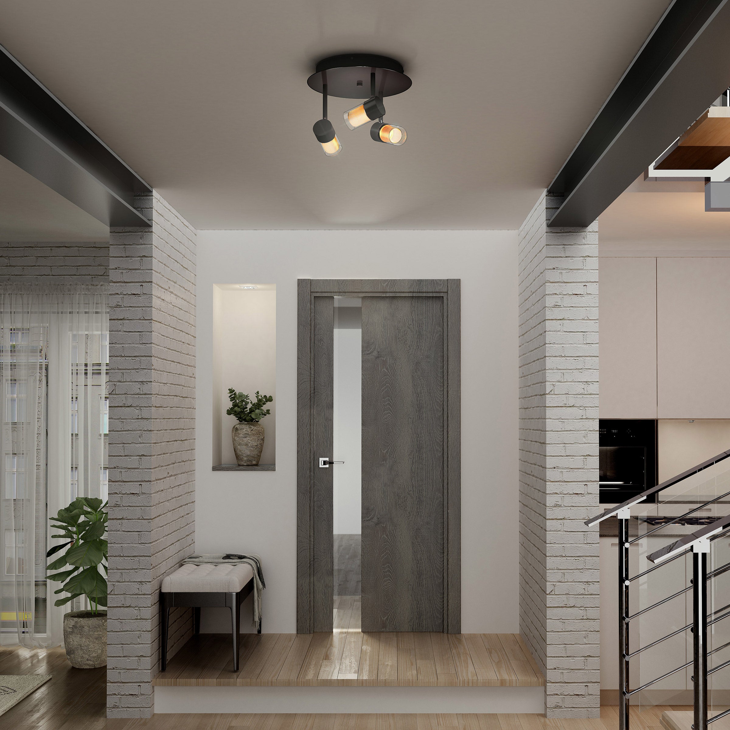 Oxion 3-Light Ceiling Flushmount By Artika