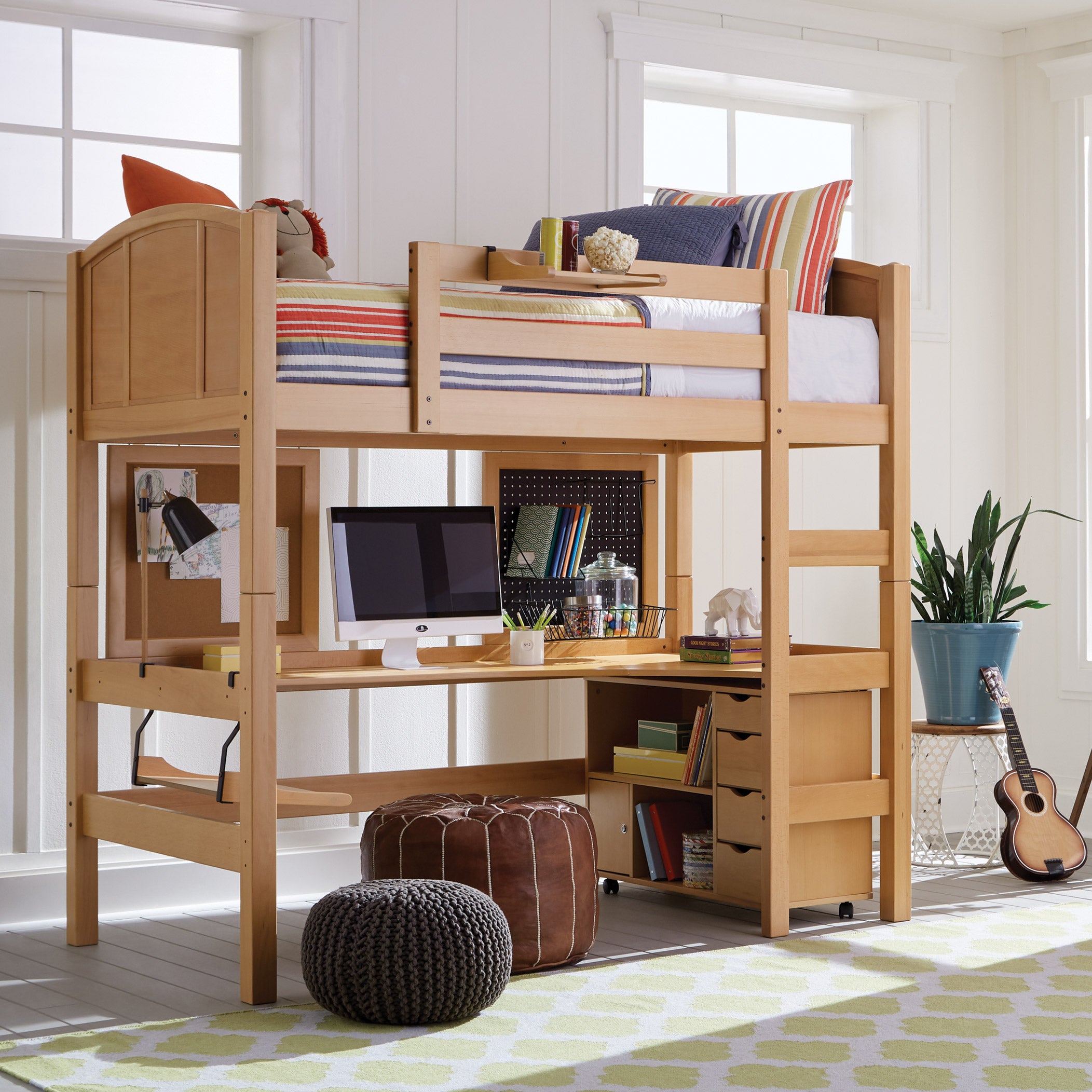 Radia Twin Study Loft Bed, Natural