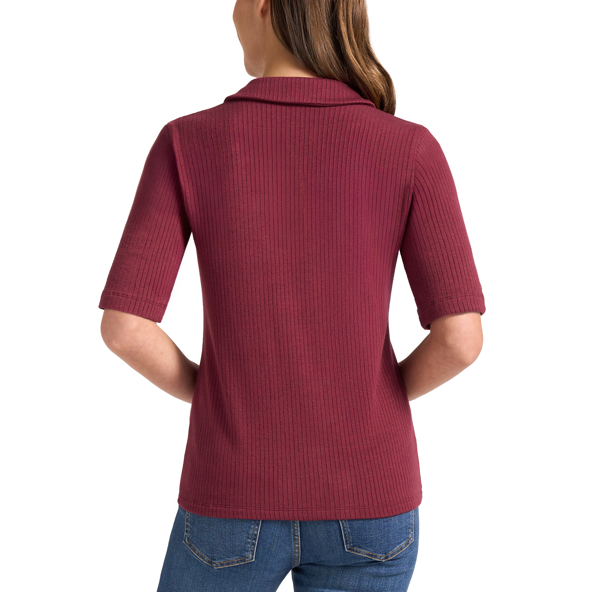 Matty M Women's Ribbed Button Front Top