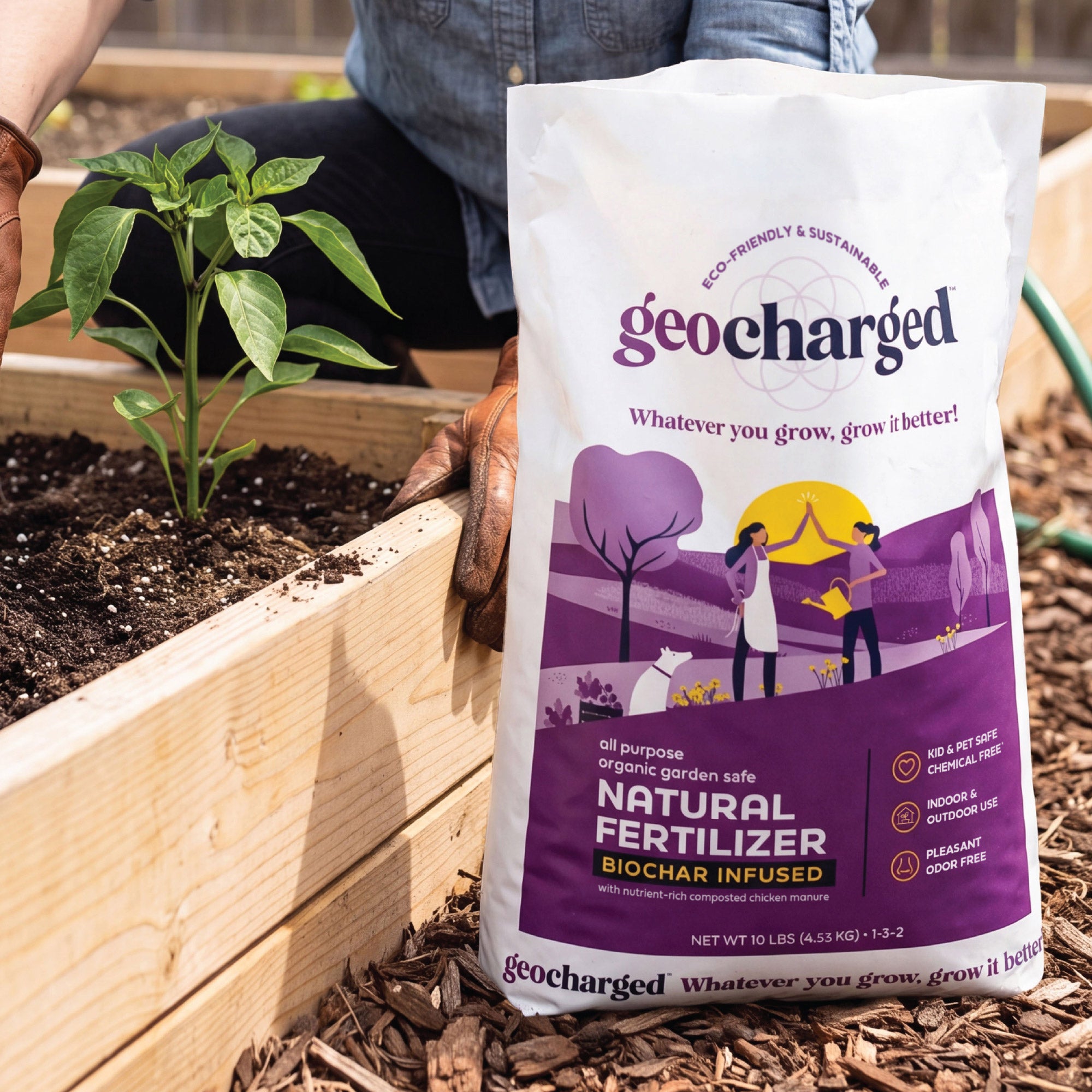 Geocharged Natural Multi-Purpose Fertilizer with Biochar, 10 lb, 2-pack