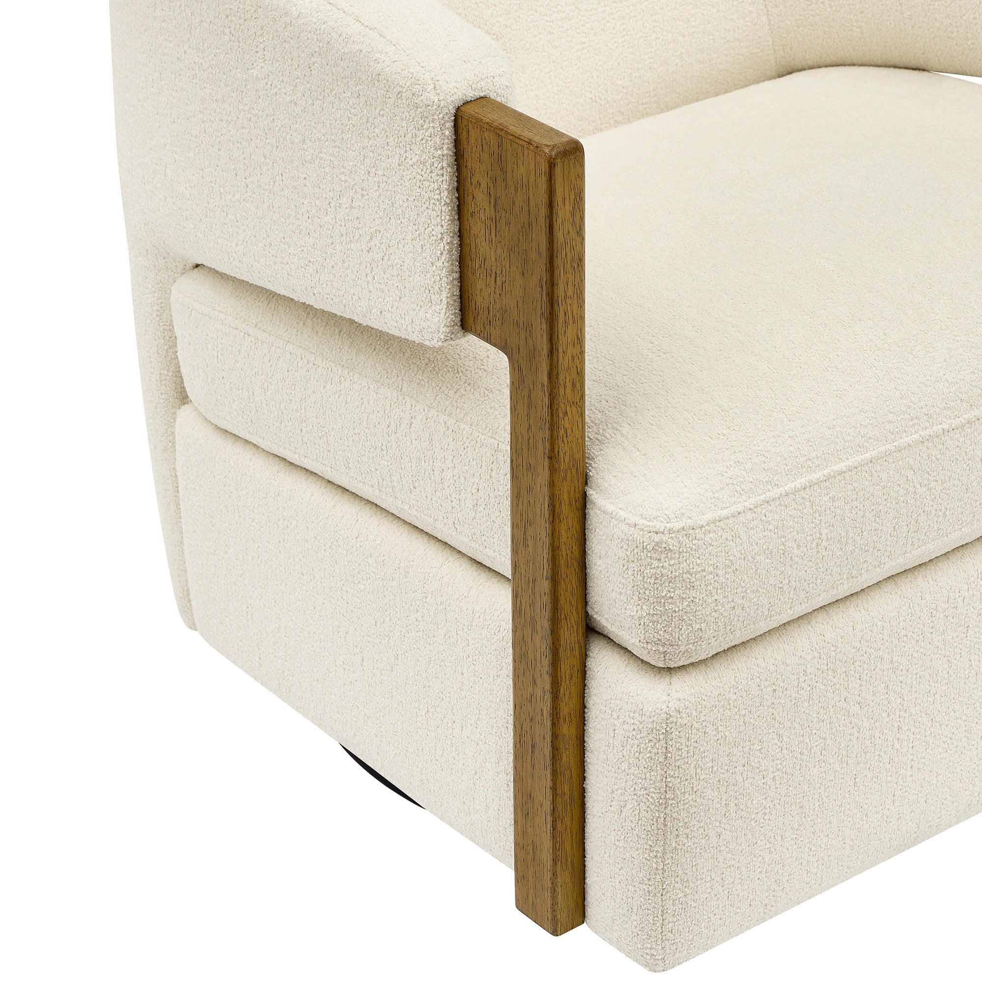 Henredon Wynn Fabric Swivel Chair with Wood Arms
