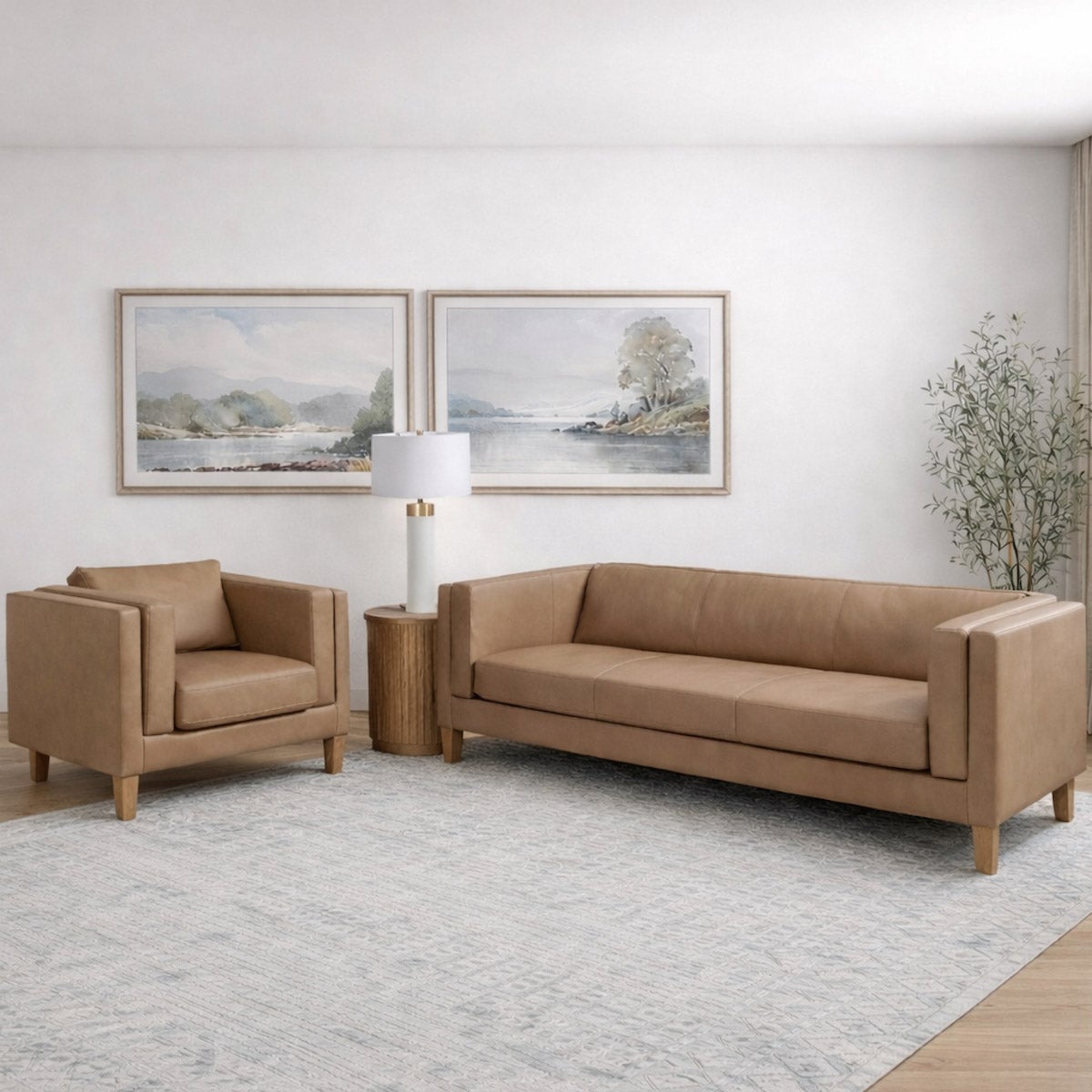Boyd Top Grain Leather Sofa and Chair Set