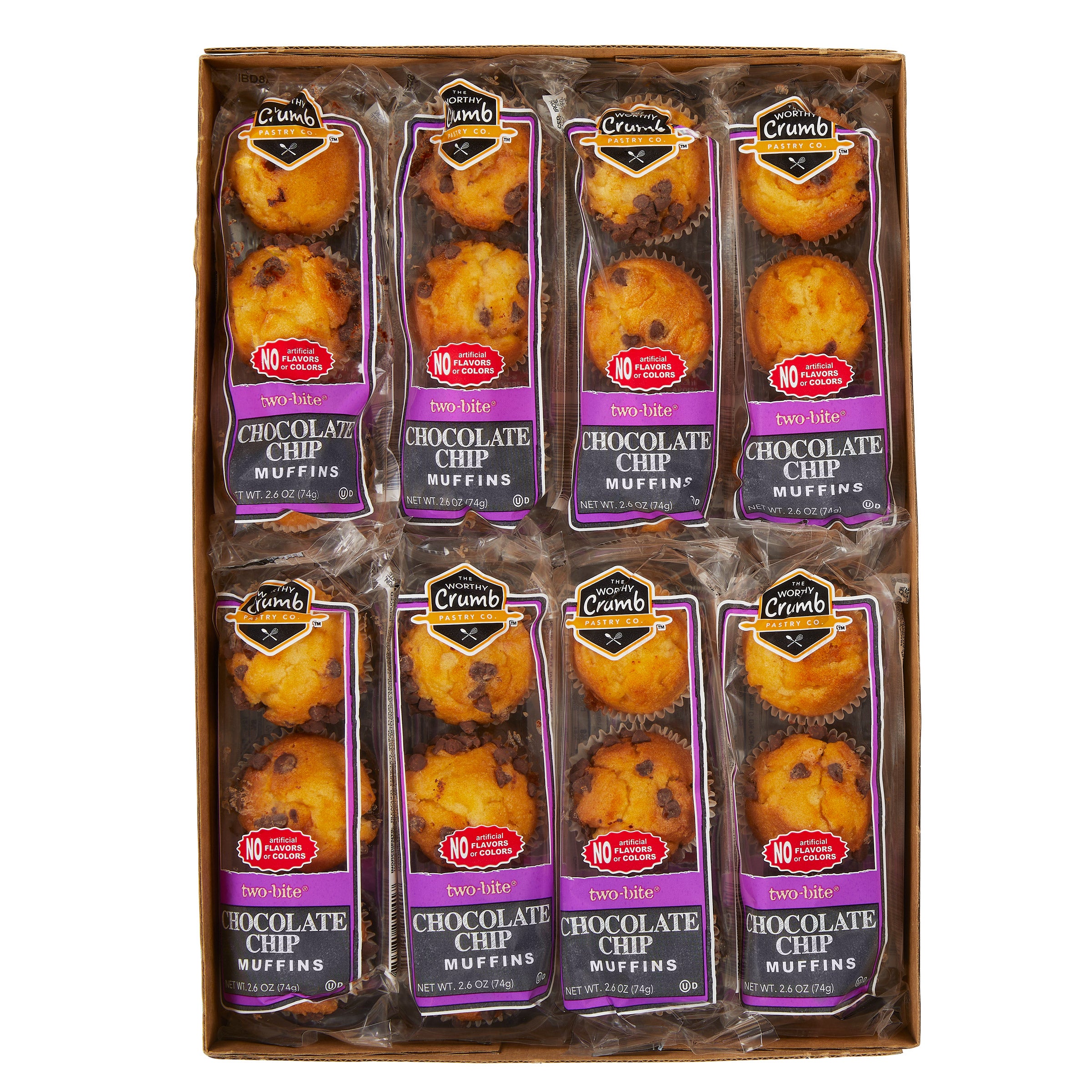 The Worthy Crumb, Mini Muffins, Chocolate Chip, 2.6 oz, 16 Count