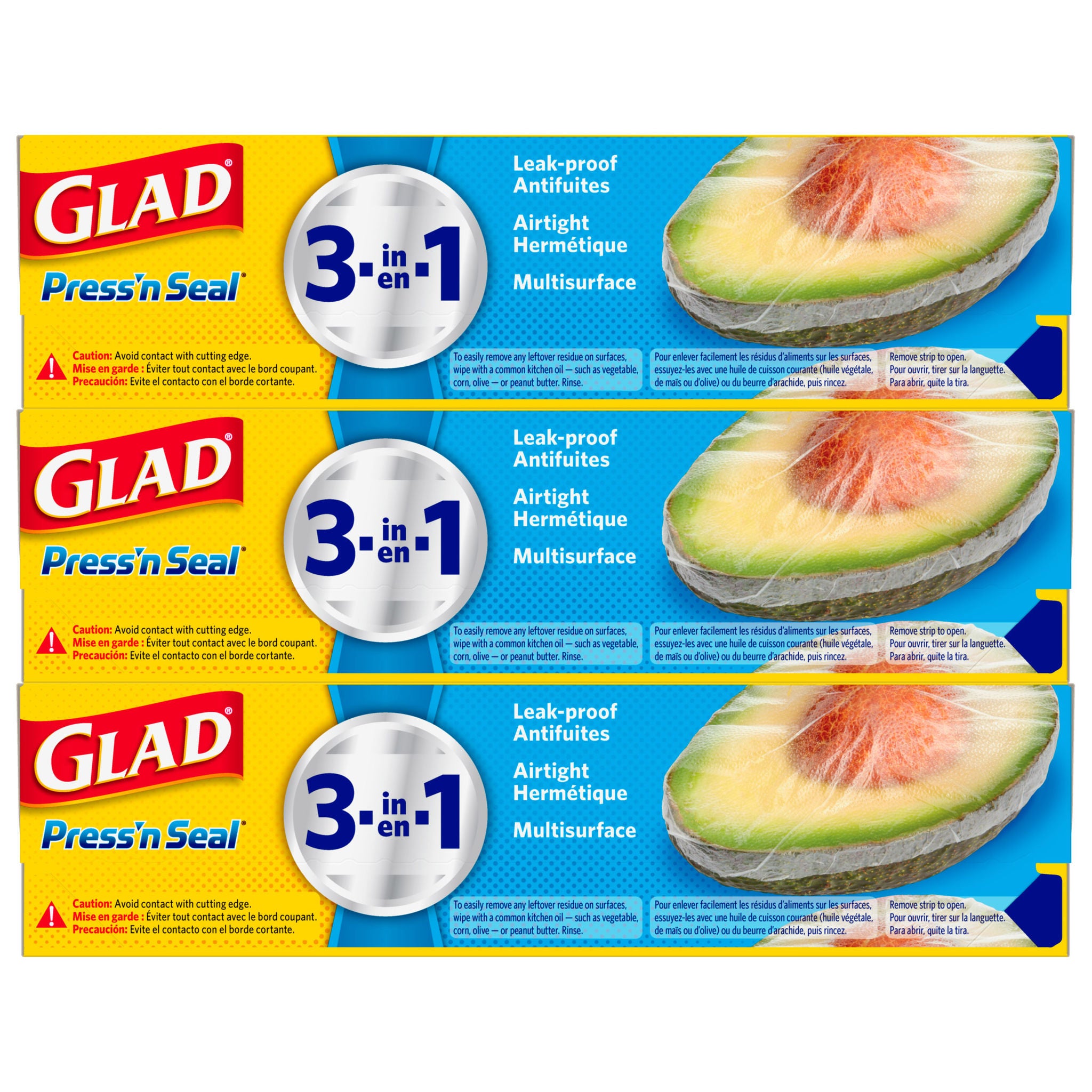 Glad Press'n Seal Plastic Wrap, 140 sq ft, 3-count