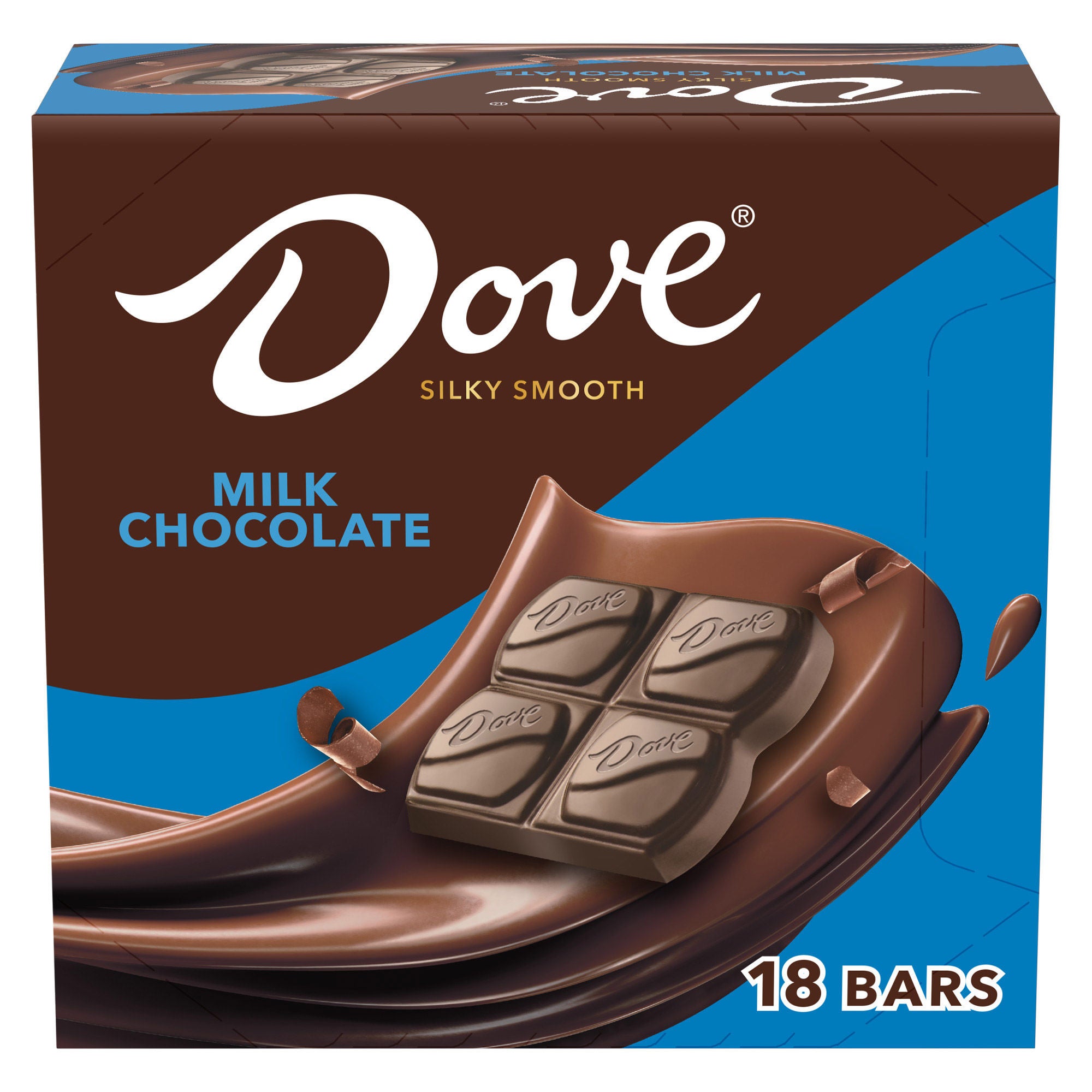 Dove Milk Chocolate Candy Bars, Full Size, 1.44 oz, 18-count