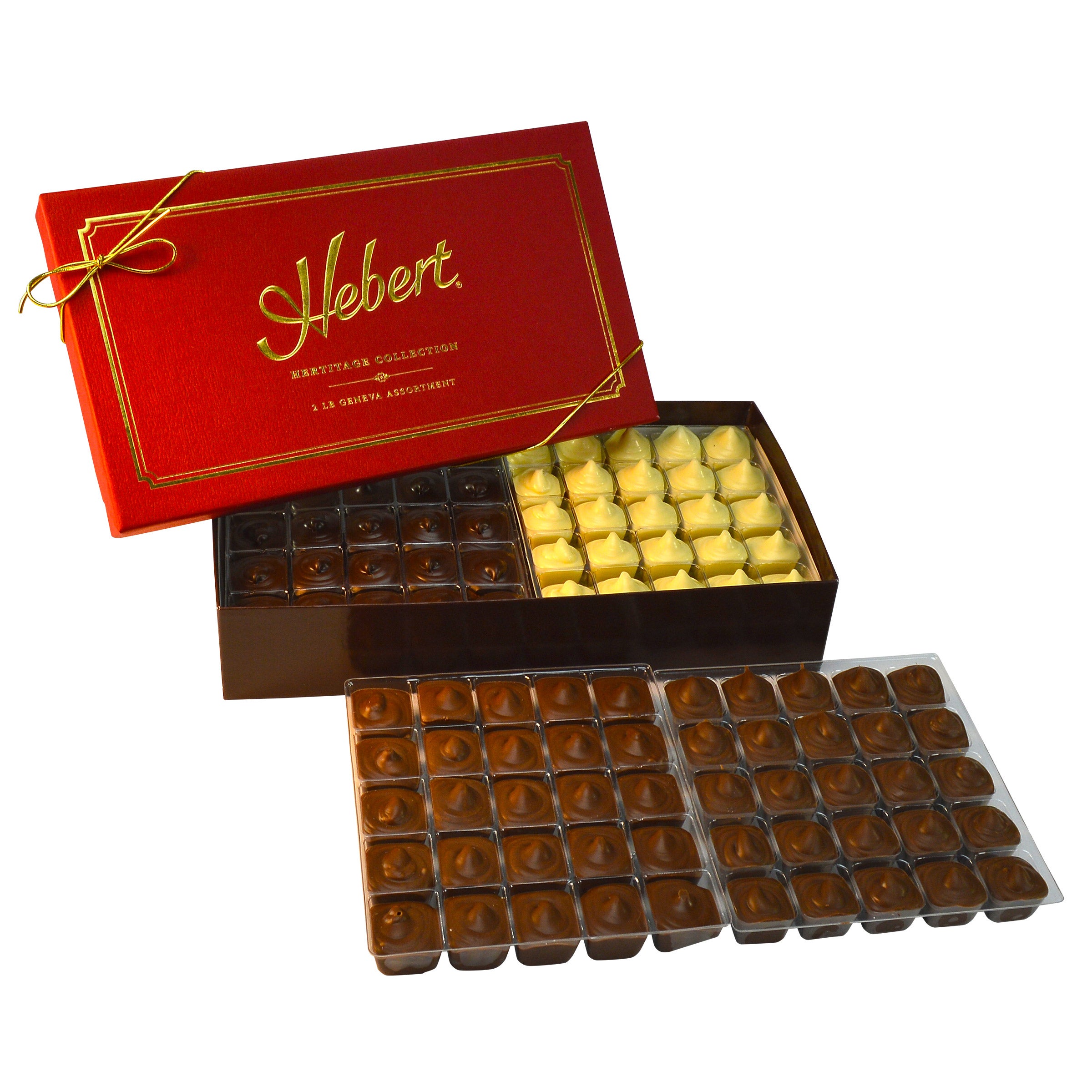 Hebert Candies Heritage Chocolate Assortment Milk, White, and Dark, 2 lbs, 100 Total Pieces