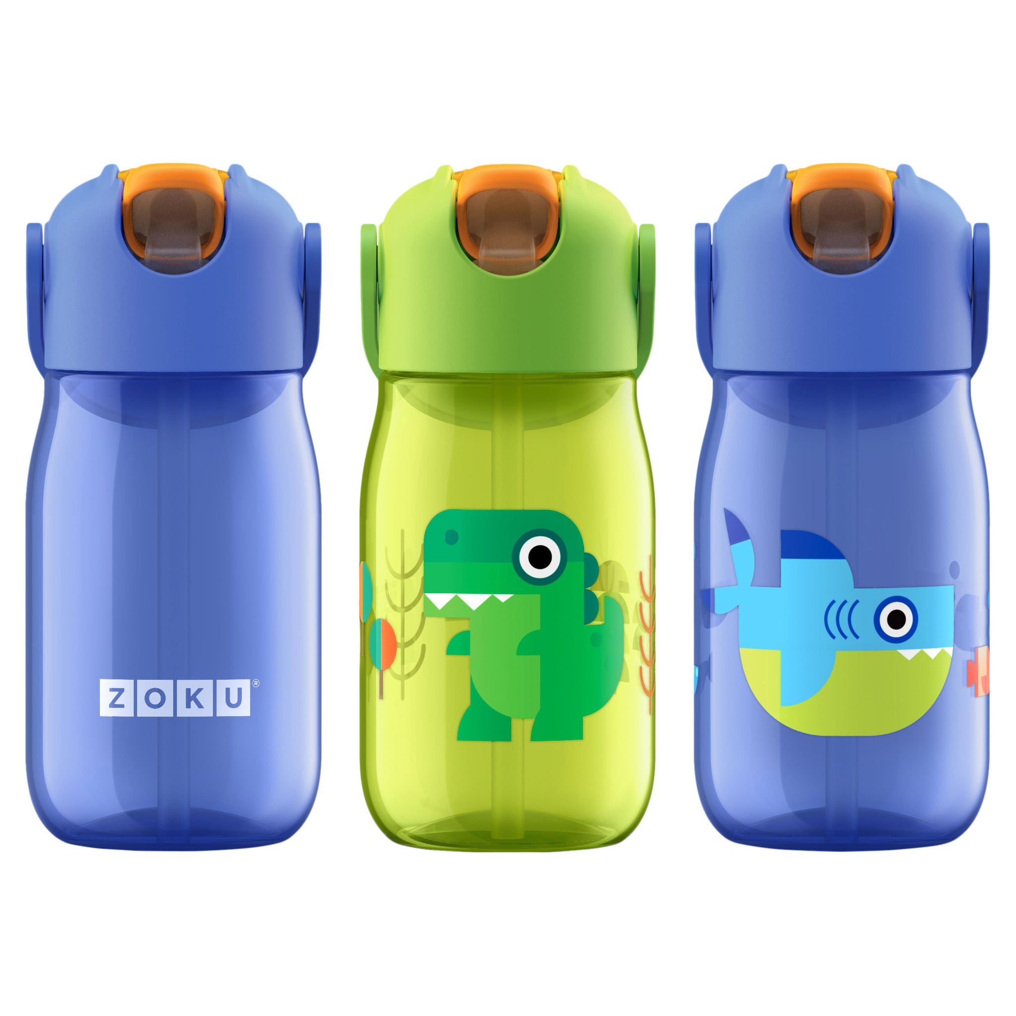 Zoku Kids Flip Straw Bottles, 3-piece Set