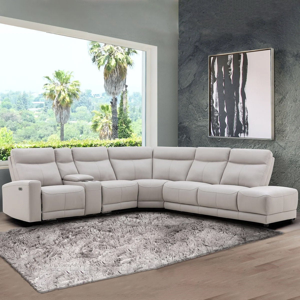 Kimmel Leather Power Reclining Sectional with Power Headrests